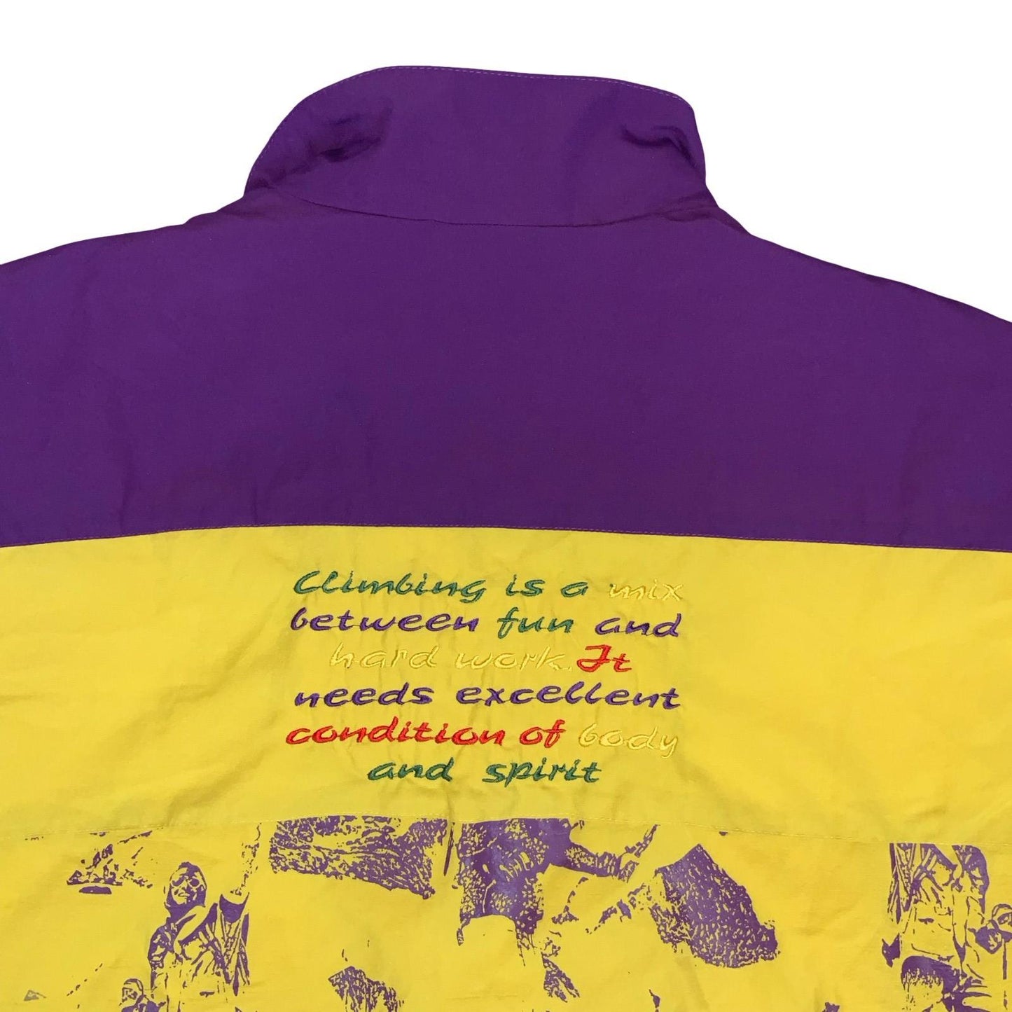 VTG 90s 'PUMA' PURPLE YELLOW FULL ZIP ABSTRACT PADDED SPORTSWEAR WINDBREAKER 2XL
