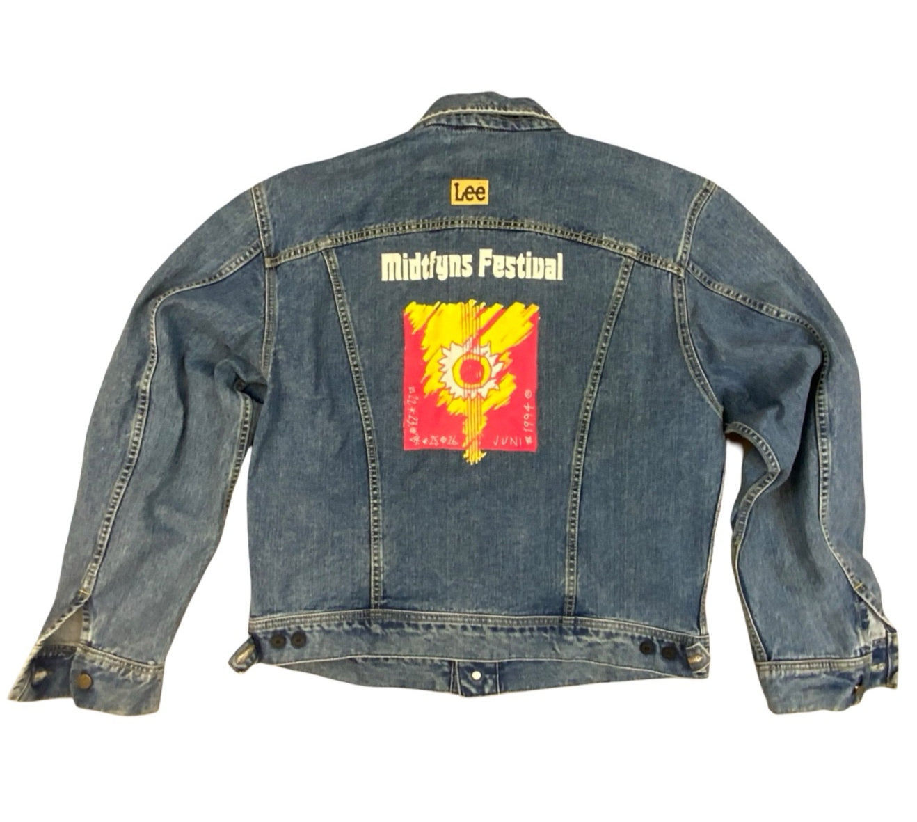RARE VTG 1994 MIDTFYNS FESTIVAL DENMARK LEE RIDERS K503 DENIM CREW JACKET XL