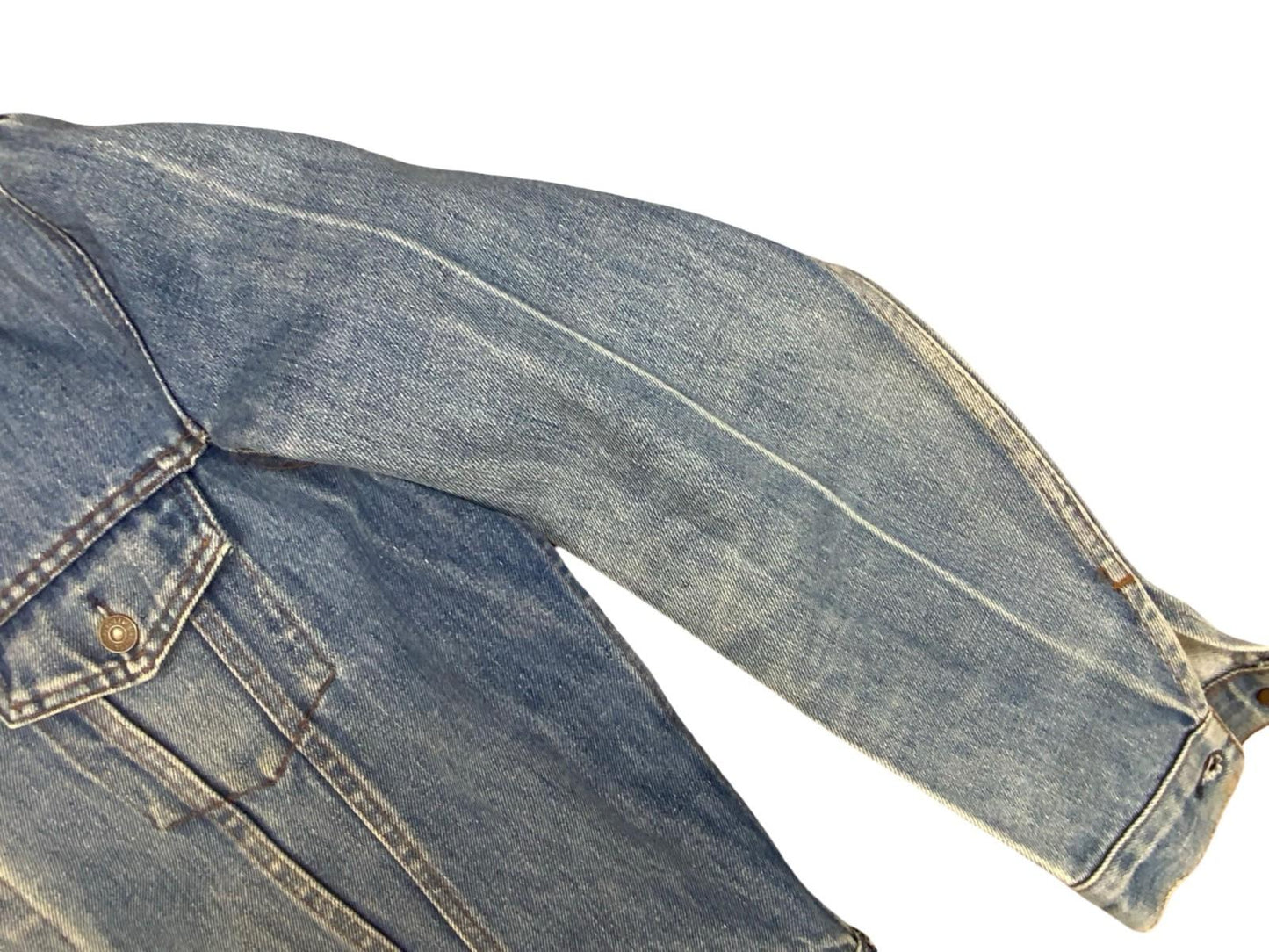 RARE VTG 1970s LEVIS TYPE 3 TRUCKER DENIM JACKET BLUE FADES XL