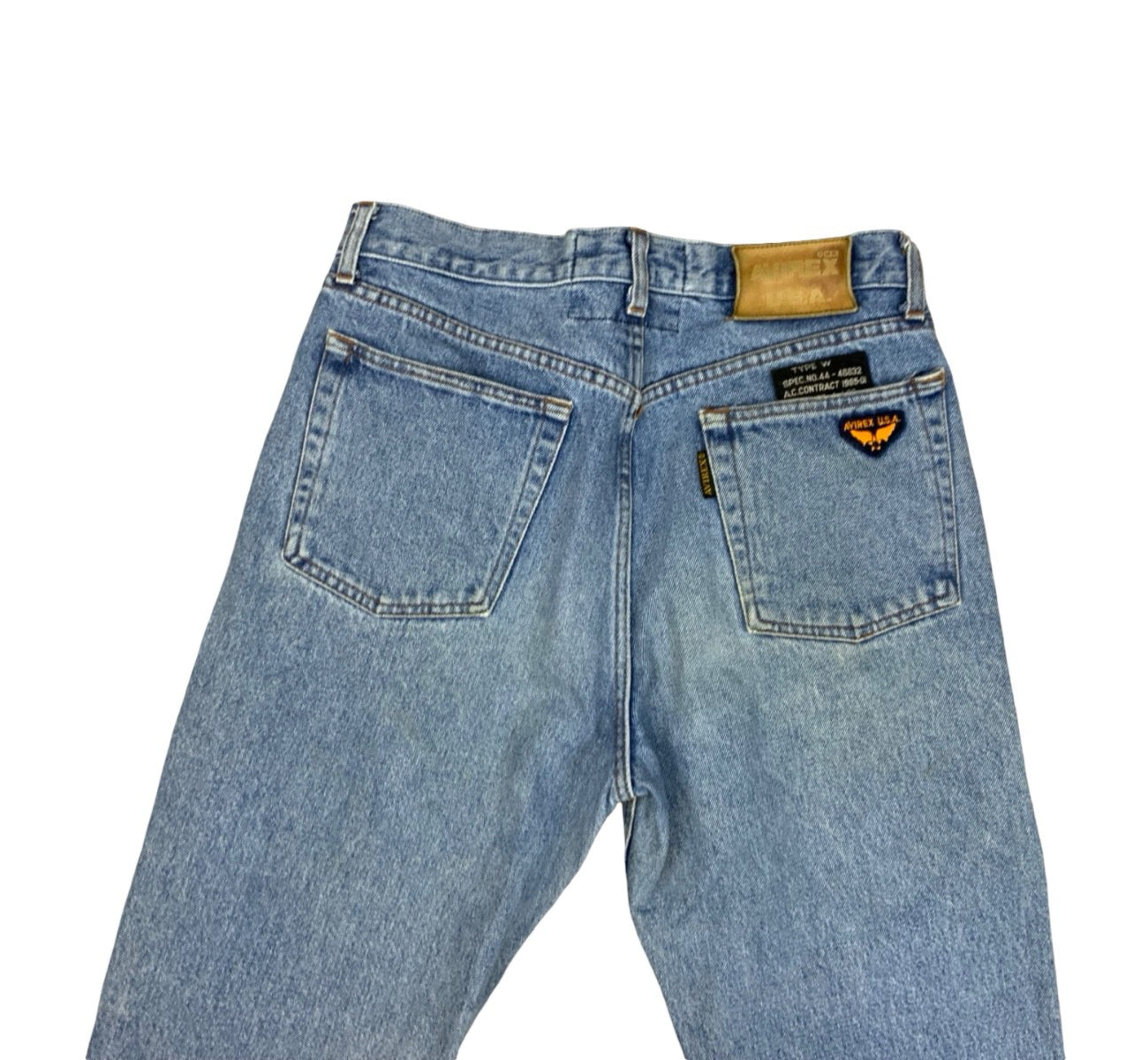 VTG 1990s AVIREX ITALIAN MADE HEAVY DENIM JEANS LIGHT BLUE STONEWASH 30W 32L