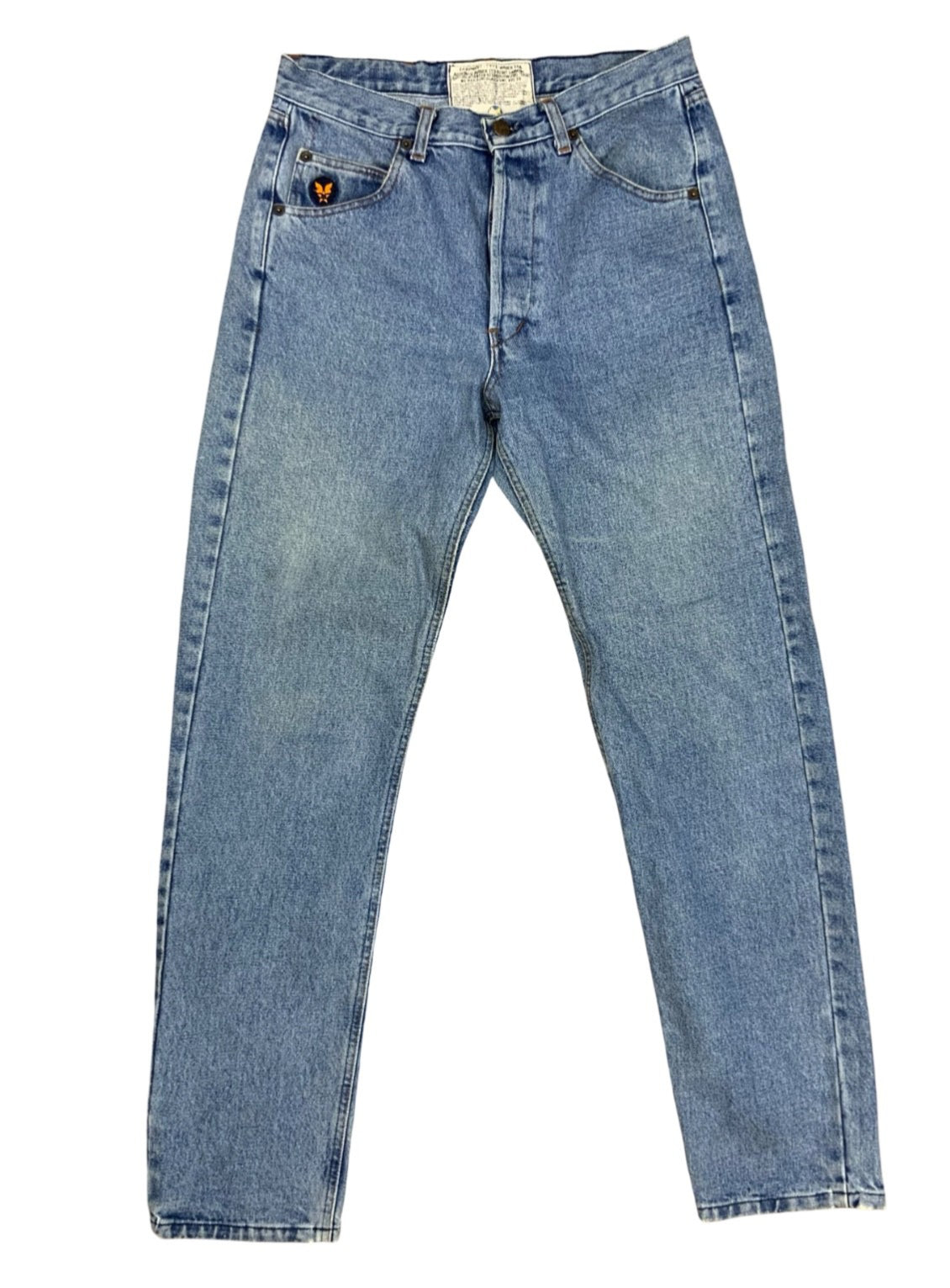 VTG 1990s AVIREX ITALIAN MADE HEAVY DENIM JEANS LIGHT BLUE STONEWASH 30W 32L