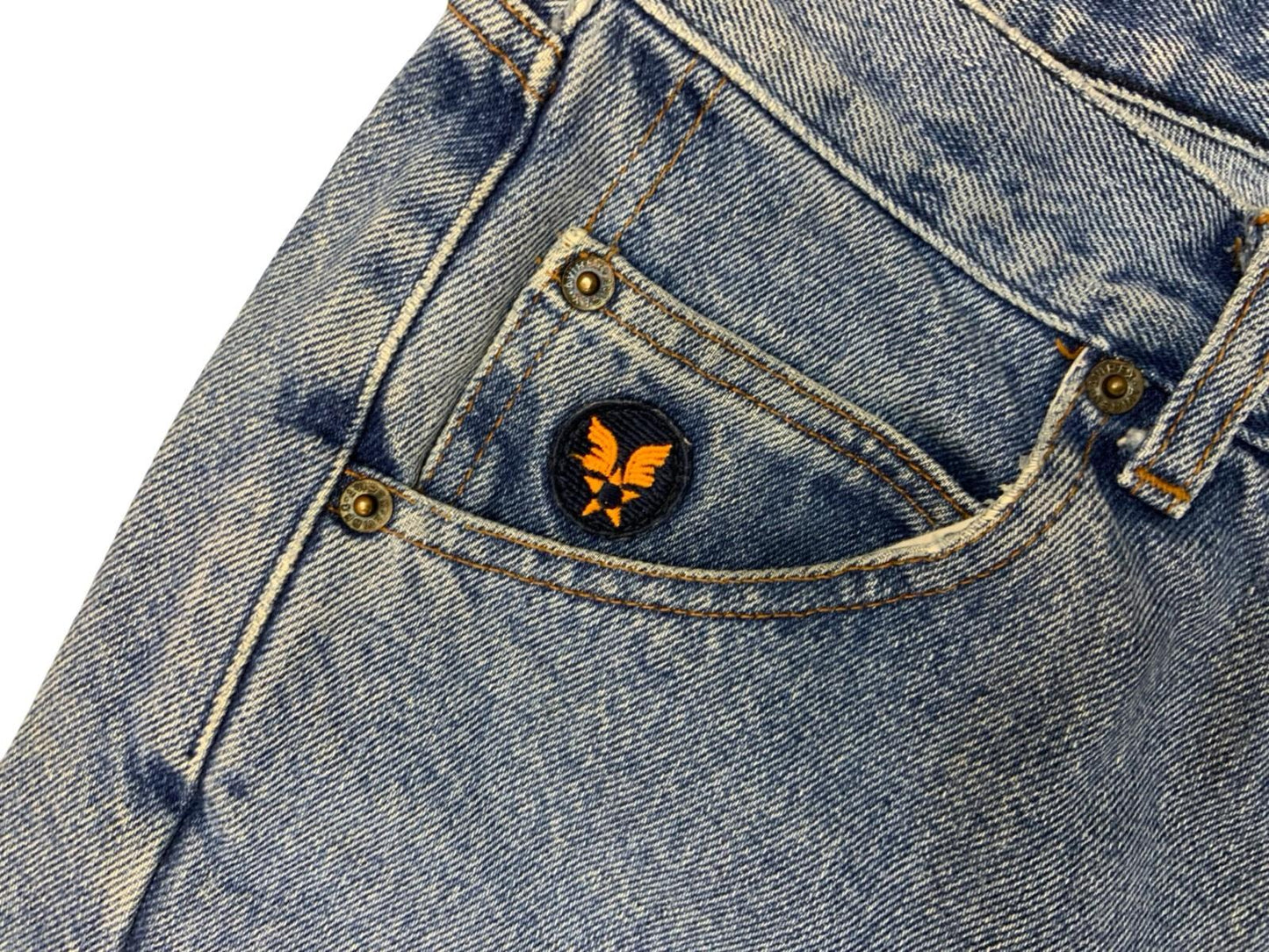 VTG 1990s AVIREX ITALIAN MADE HEAVY DENIM JEANS LIGHT BLUE STONEWASH 30W 32L