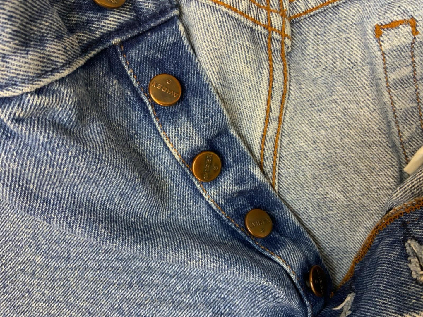 VTG 1990s AVIREX ITALIAN MADE HEAVY DENIM JEANS LIGHT BLUE STONEWASH 30W 32L