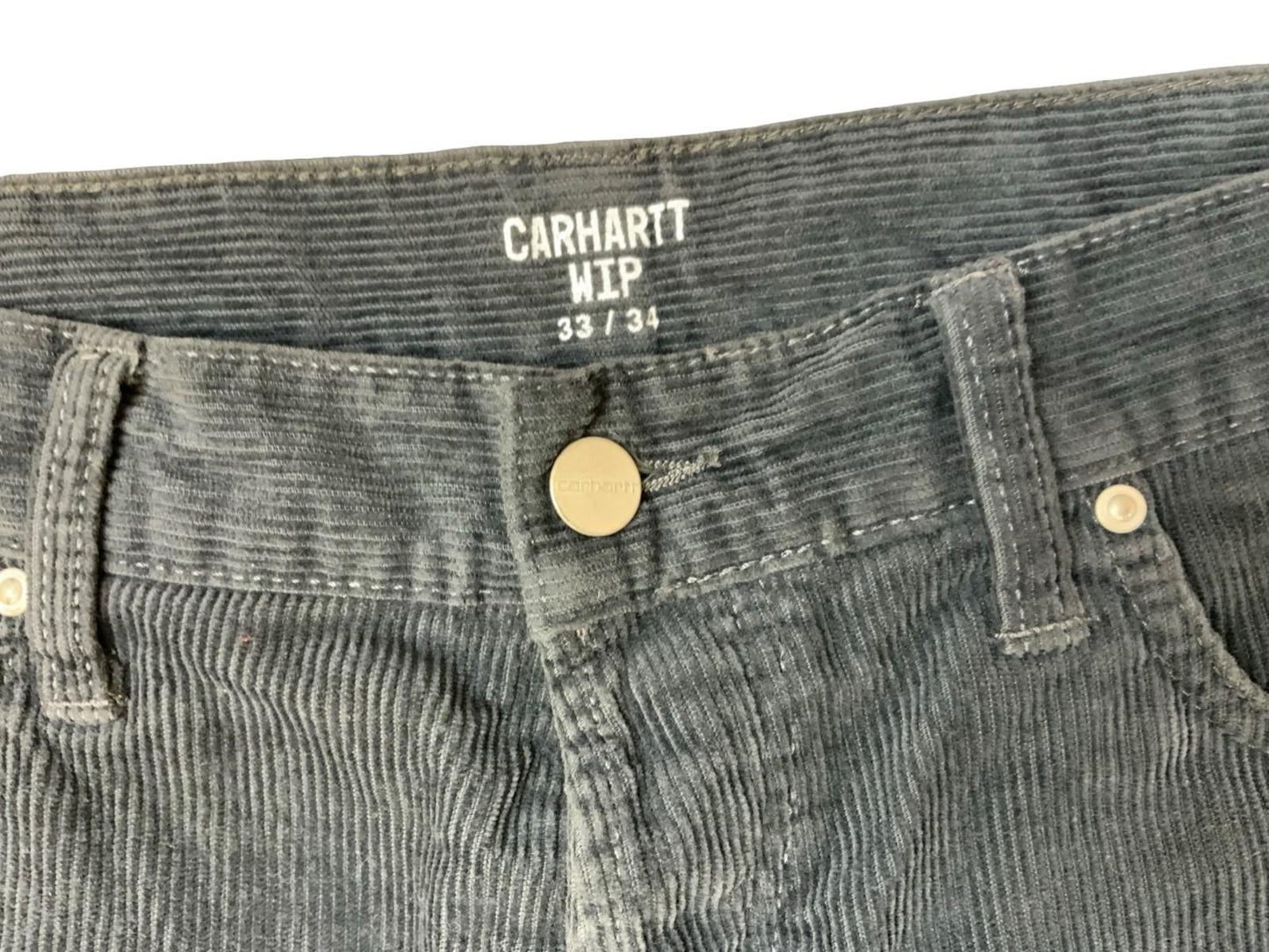 CARHARTT WIP KLONDIKE PANT GREY CORDUROY JEANS TROUSERS 33W 34L