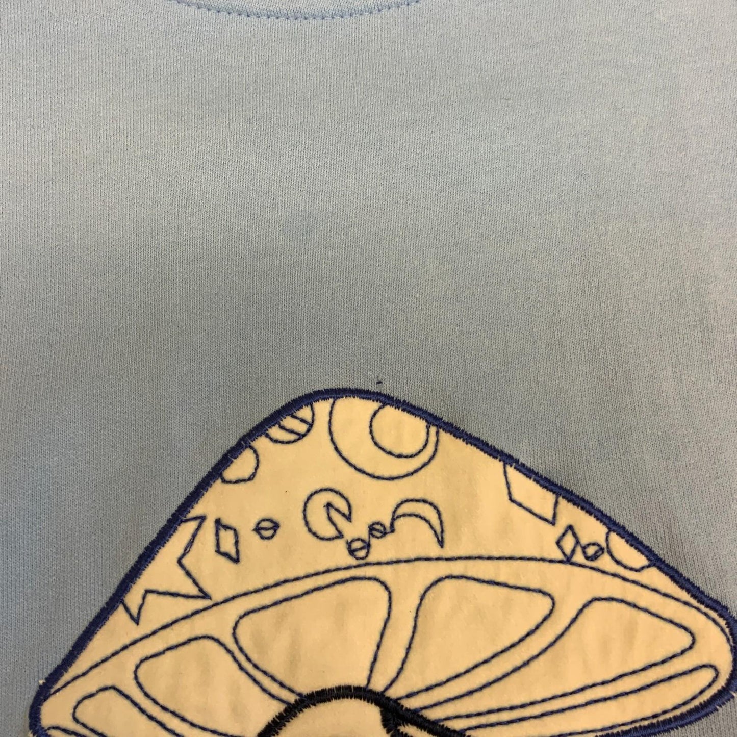 Y2K Blind Skateboards Shroom Alien Baby Blue Crewneck Sweater Embroidered Med