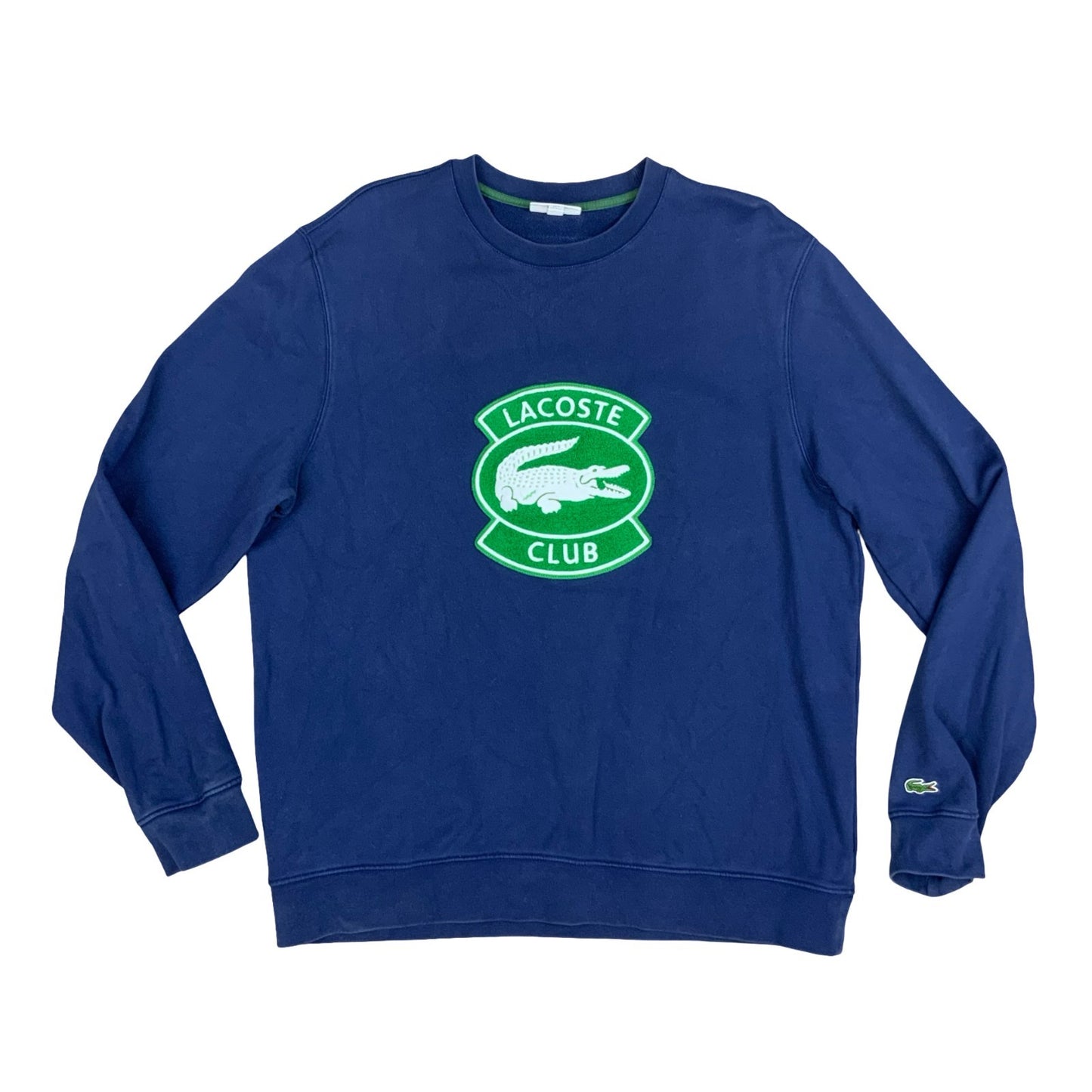Y2K Lacoste Club Big Logo Embroidered Graphic Navy Blue Crewneck Sweatshirt XXL