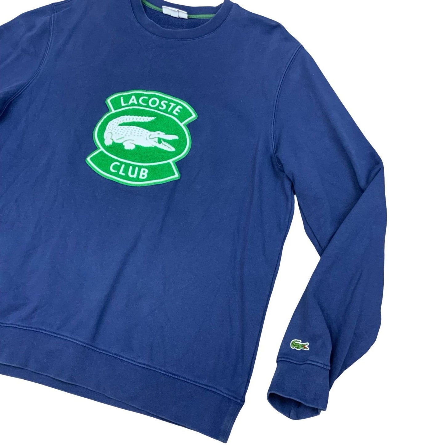 Y2K Lacoste Club Big Logo Embroidered Graphic Navy Blue Crewneck Sweatshirt XXL