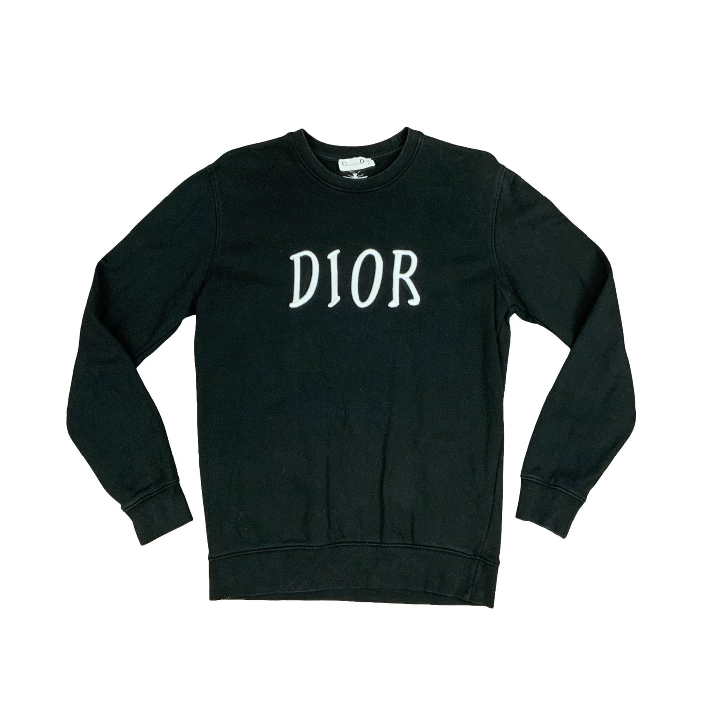 Y2K Designer Christian Dior Black Crewneck Sweater Jumper Dior Spell-Out Medium