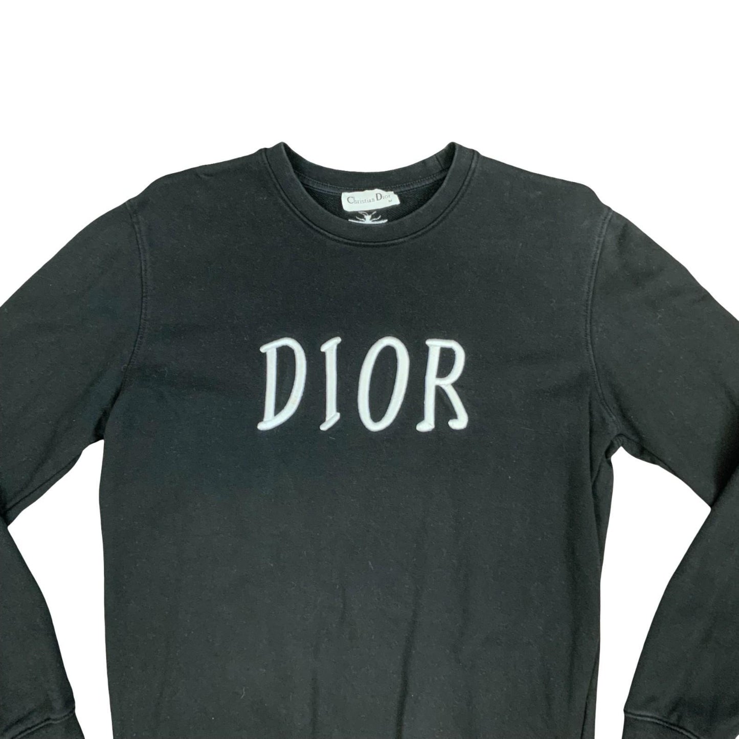 Y2K Designer Christian Dior Black Crewneck Sweater Jumper Dior Spell-Out Medium