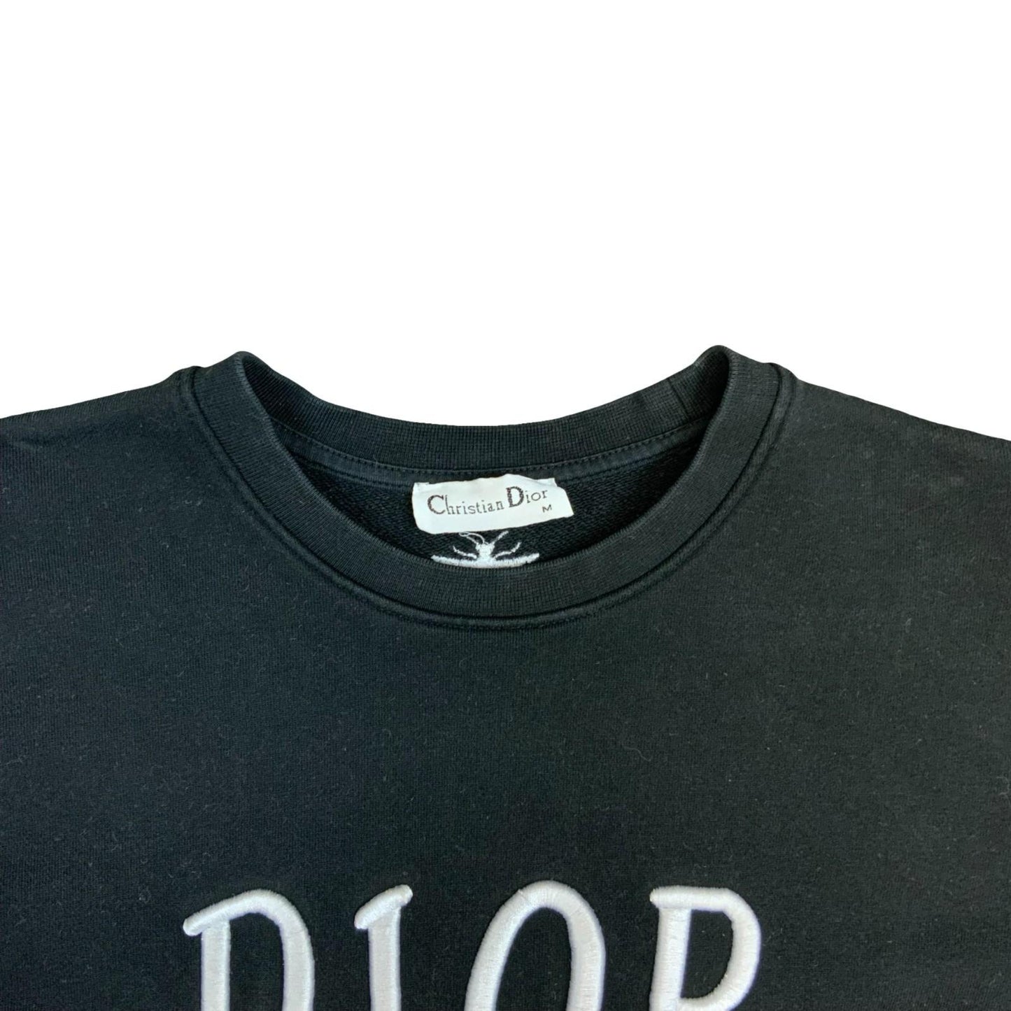 Y2K Designer Christian Dior Black Crewneck Sweater Jumper Dior Spell-Out Medium