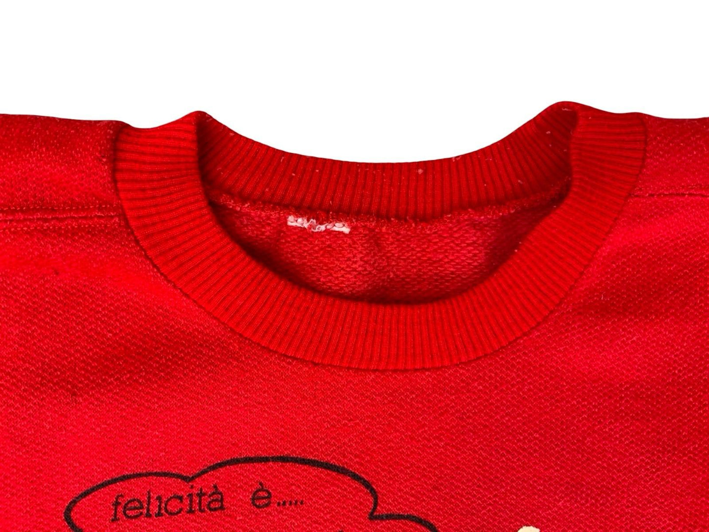 VTG 1970s ITALIAN SNOOPY PEANUTS REVERSE WEAVE POCKET SWEATSHIRT RED LARGE