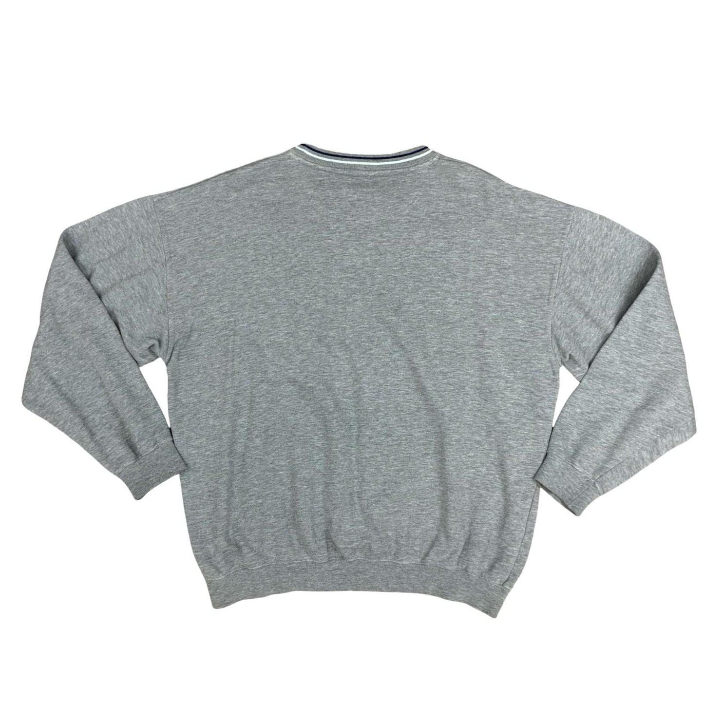 Y2K Fred Perry Grey Sweater Jumper Crewneck Pull-Over Casual Retro Extra Large