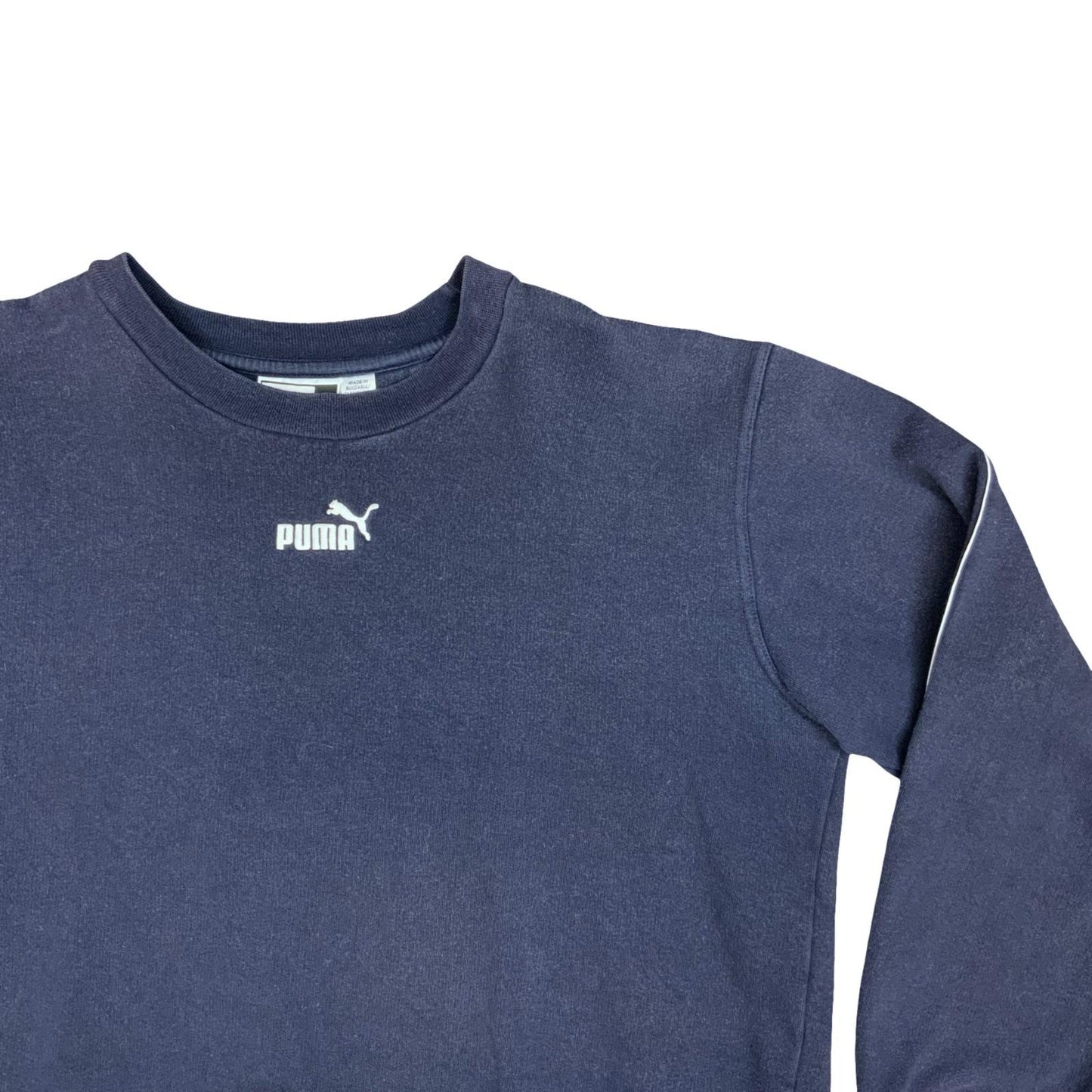 Vintage 90s Puma Sportswear Navy Logo Sweater Crewneck Jumper Pull-Over Large