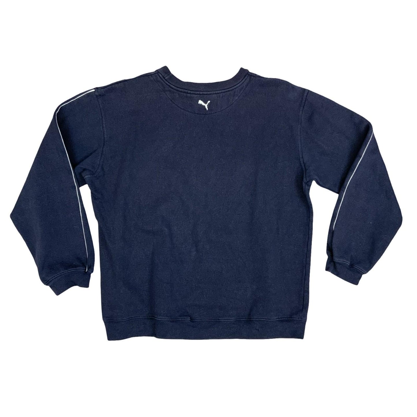 Vintage 90s Puma Sportswear Navy Logo Sweater Crewneck Jumper Pull-Over Large