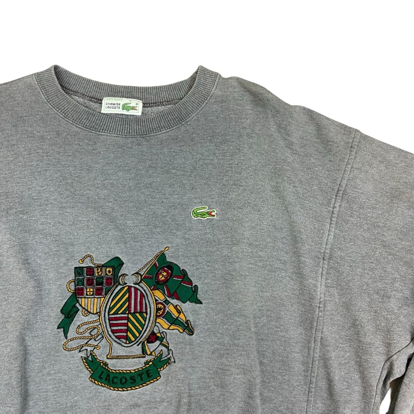 Vintage 90s Lacoste Chemise Embroidered Crest Sweater Jumper Crewneck Large