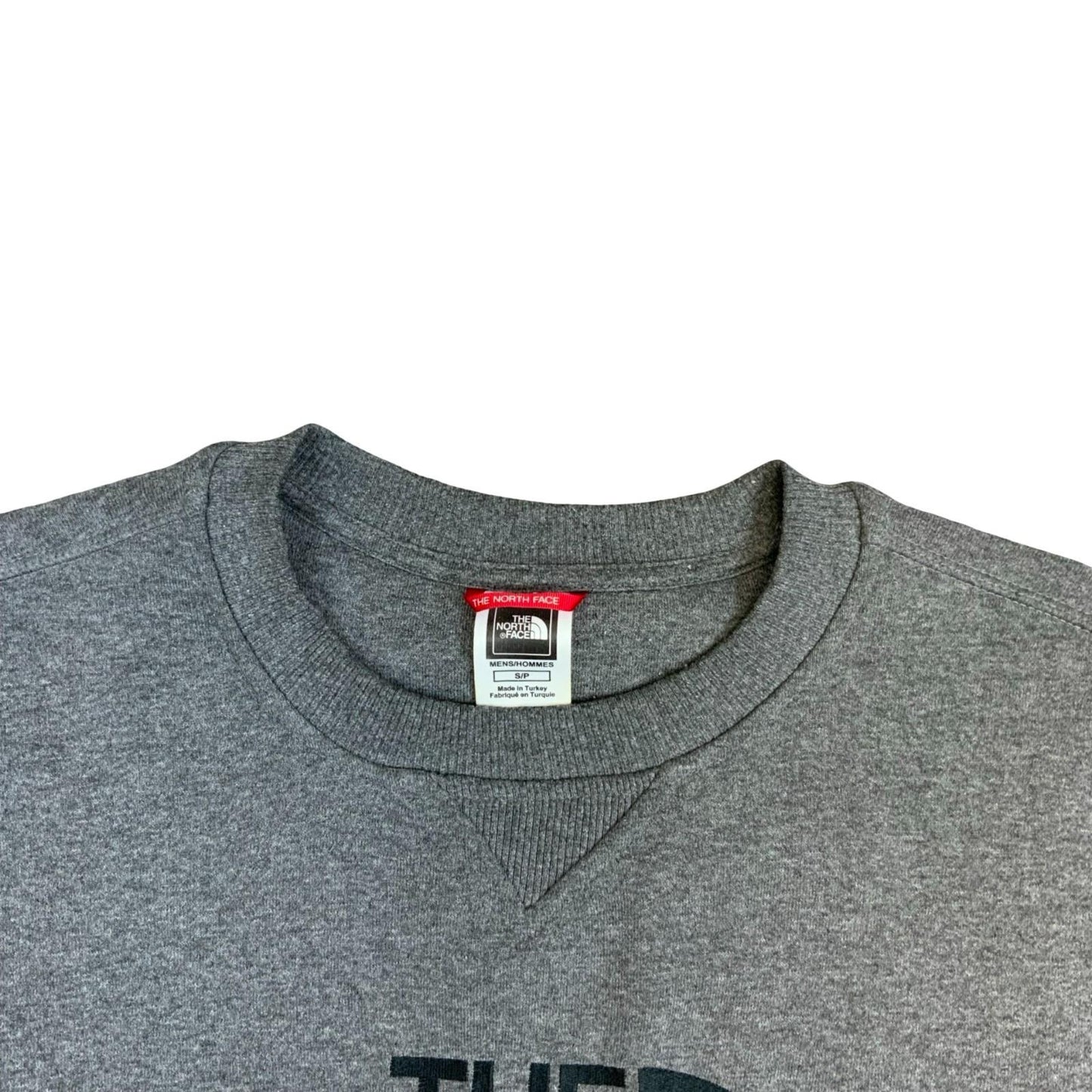 Y2K The North Face Large Embroidered Logo Grey Sweater Crewneck Jumper Small