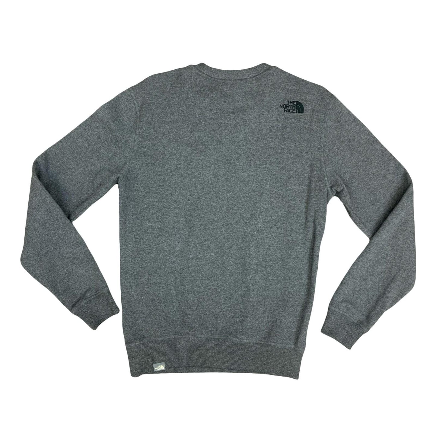 Y2K The North Face Large Embroidered Logo Grey Sweater Crewneck Jumper Small