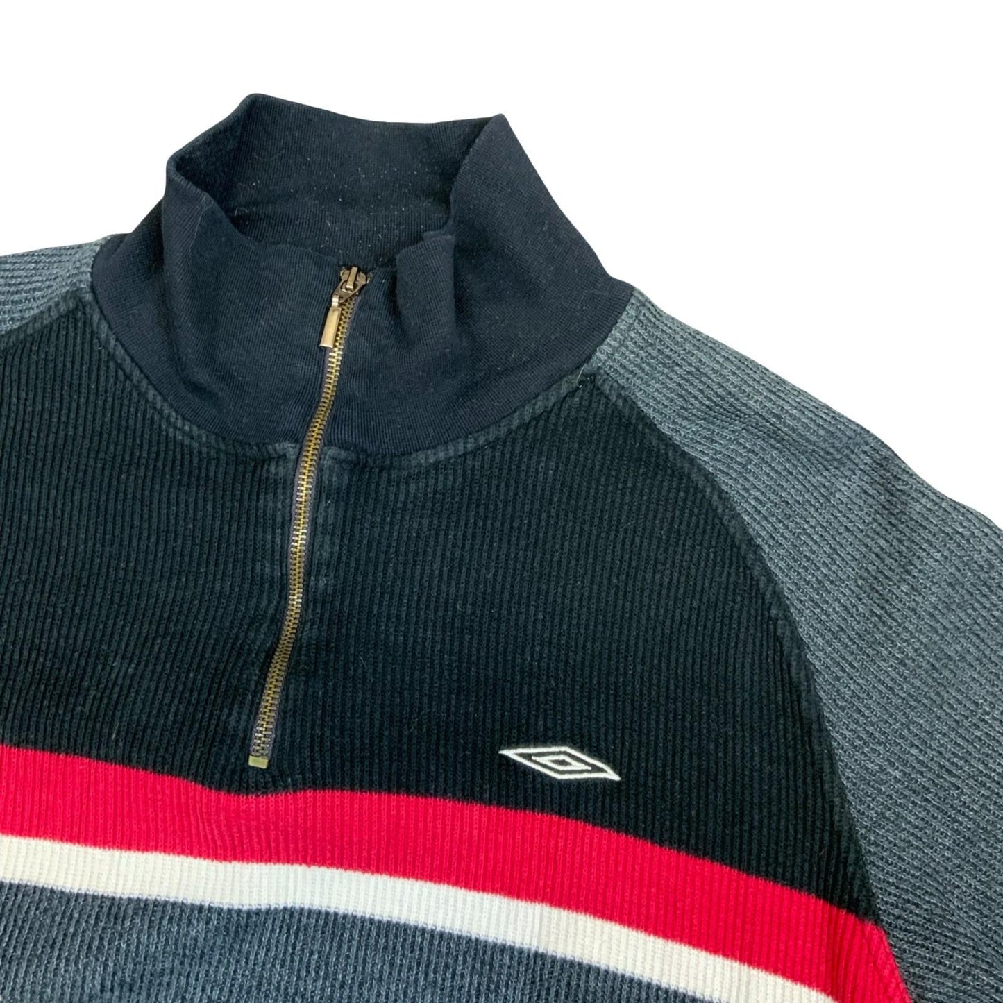 Vintage 90s Umbro Retro Colour Blocked 1/4 Zip Sweater Jumper Crewneck XL
