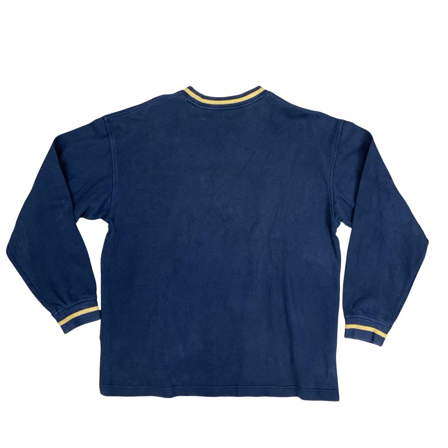 Y2K Fila Retro Navy Embroidered Spell-Out Crewneck Sweater Jumper Large
