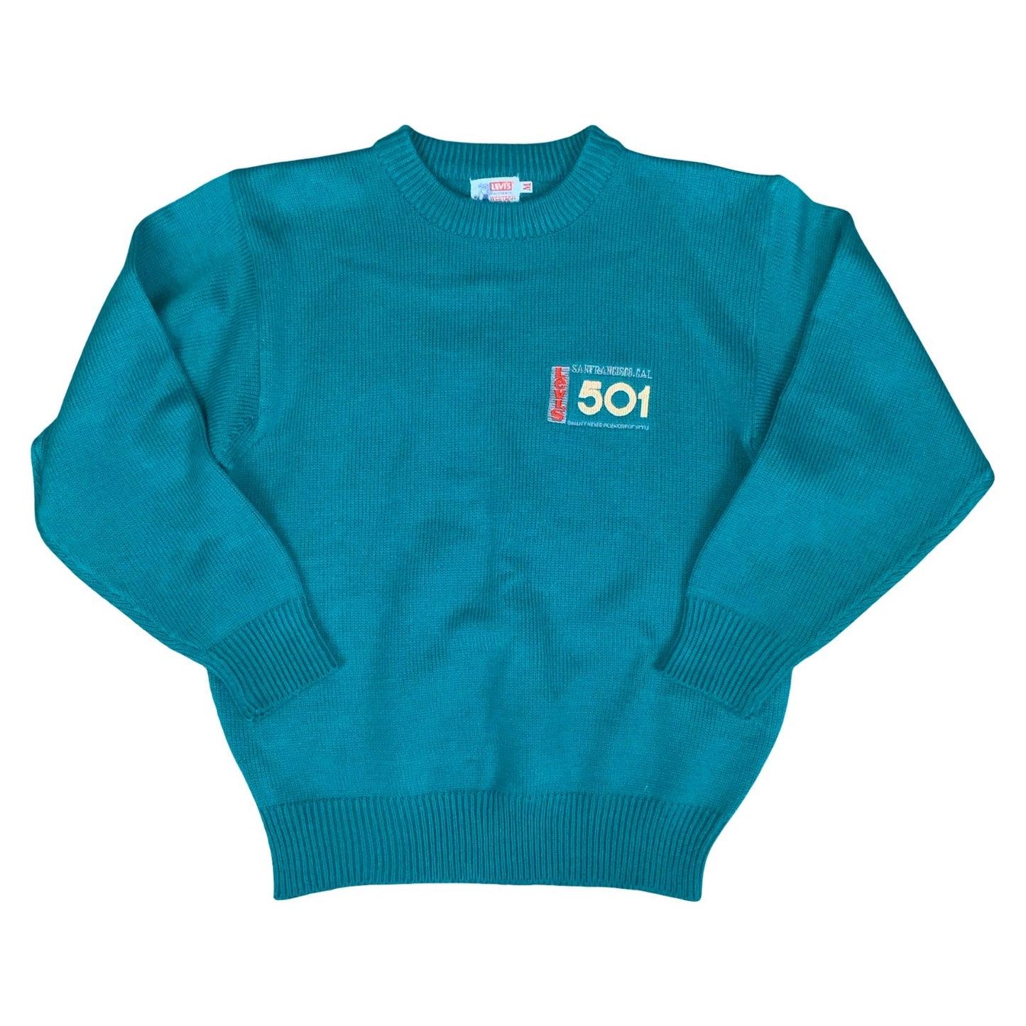 VTG 'LEVI'S' AUTHENTIC WESTERN WEAR 501 LOGO TEAL GREEN PULLOVER SWEATSHIRT L