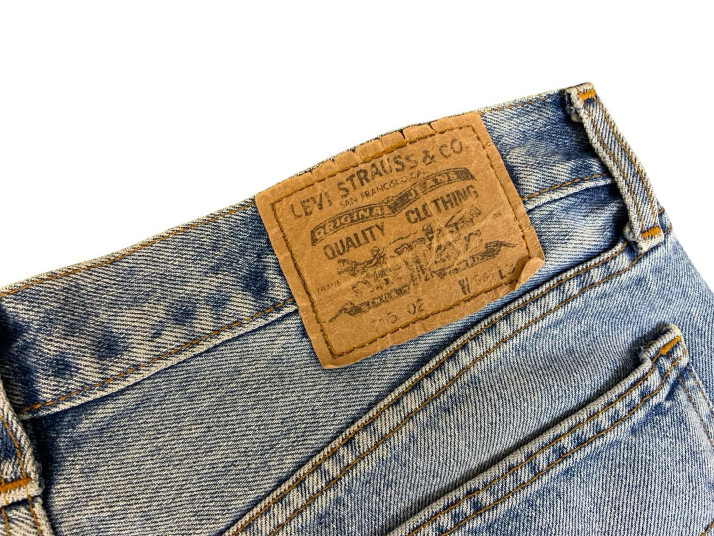 VTG LEVIS 1990s 615 ORANGE TAB LIGHT STONEWASH HEAVYWEIGHT JEANS 34W 33L