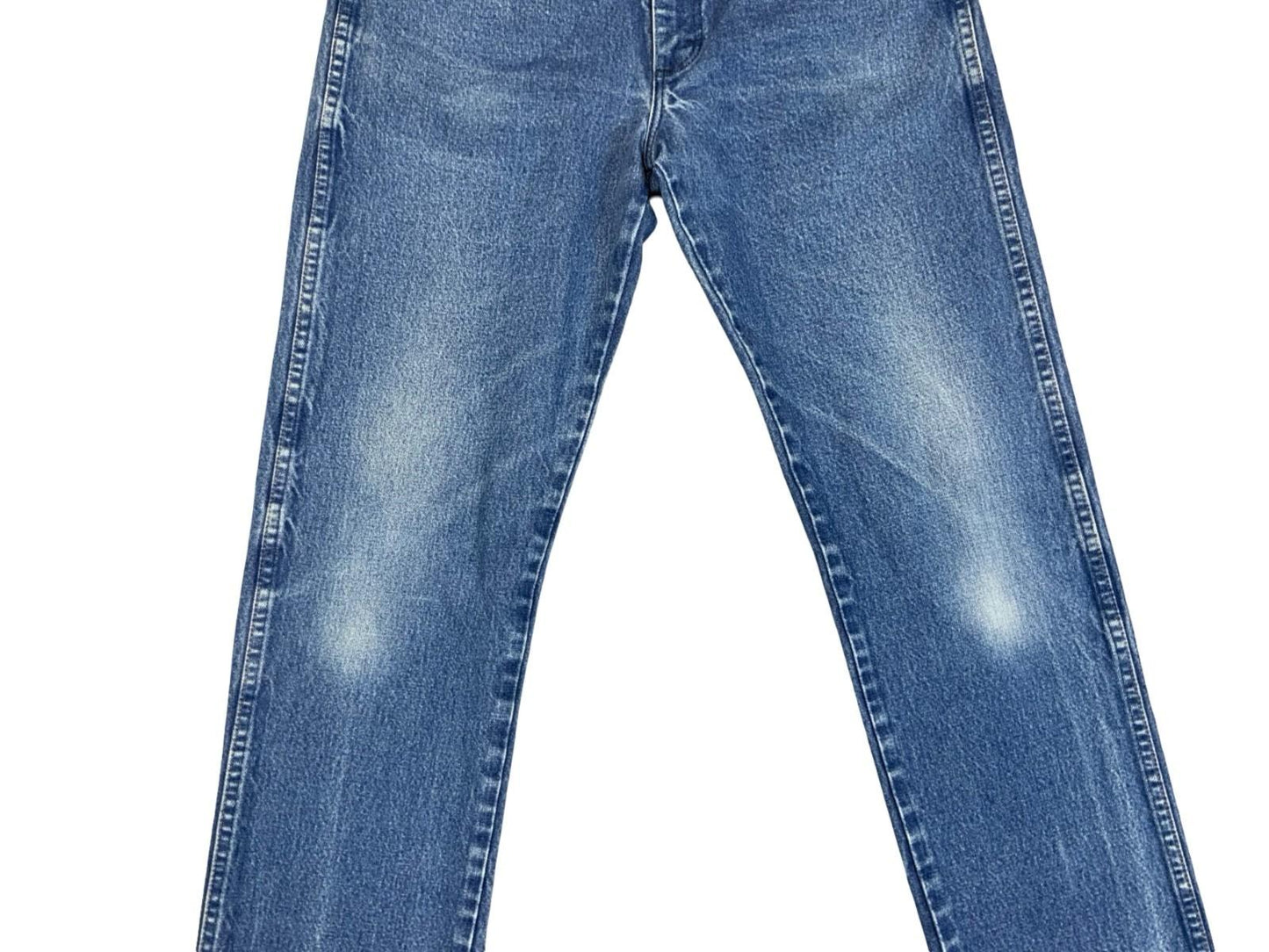 VTG 1980s WRANGLER HEAVY DENIM MID STONEWASH DENIM JEANS NICE FADES 34W 32L