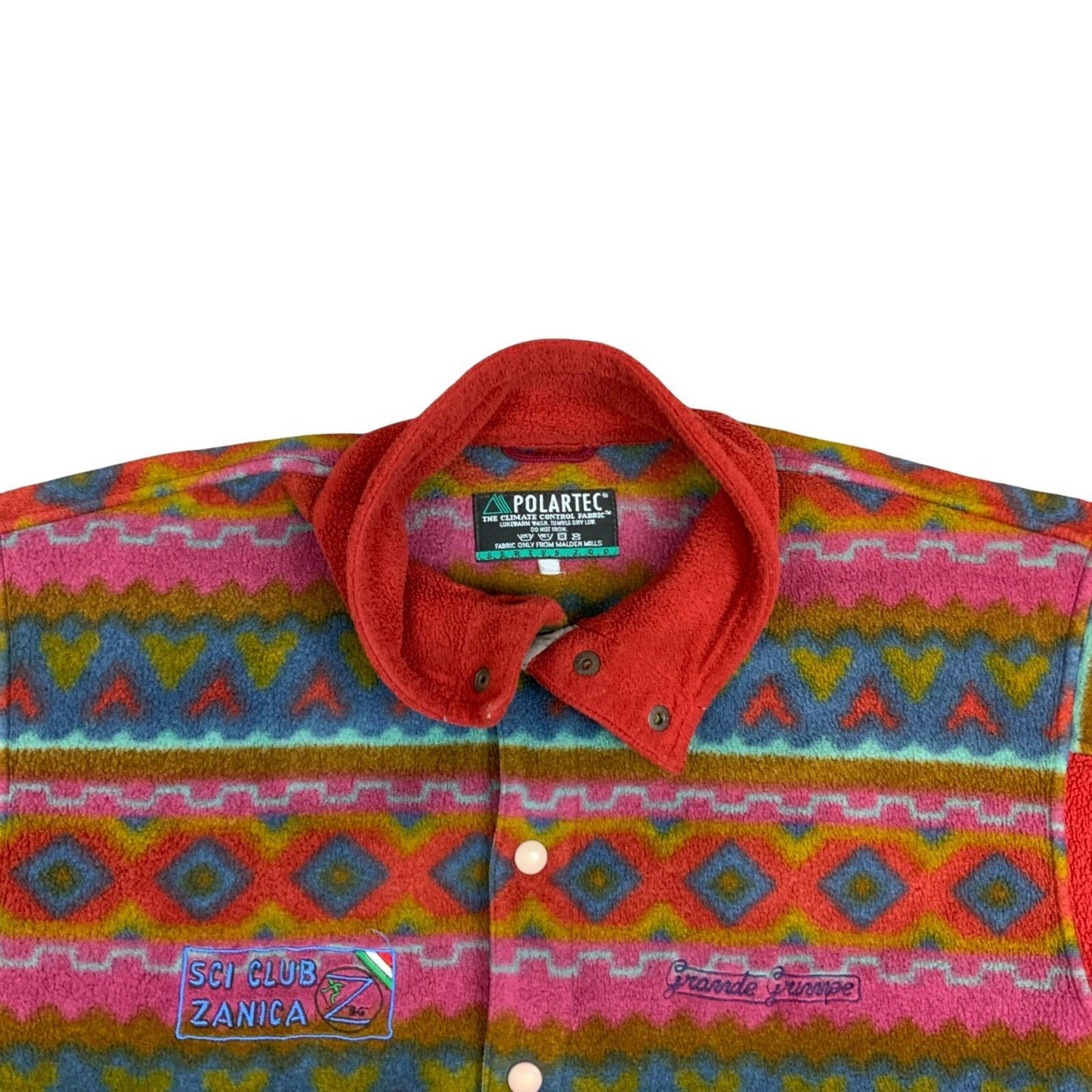 Vintage 90s Polartec Sci Club Zanica Button-Up Multi-Coloured AOP Fleece Medium