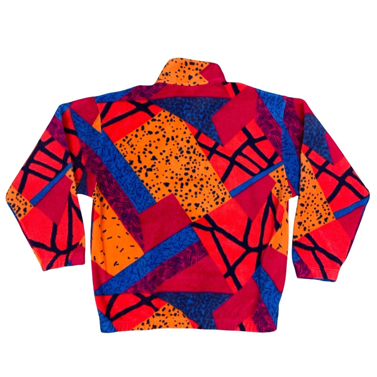 Vintage 1980's Sergio Tacchini Multi-Coloured Abstract Asymmetrical Fleece XXL