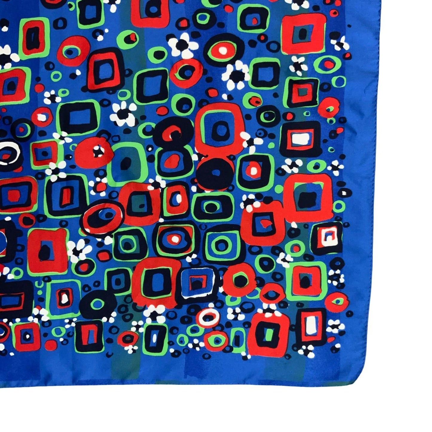 VTG BLUE GREEN RED GEOMETRIC SQUARE FLORAL ABSTRACT VIBRANT ITALIAN SQUARE SCARF