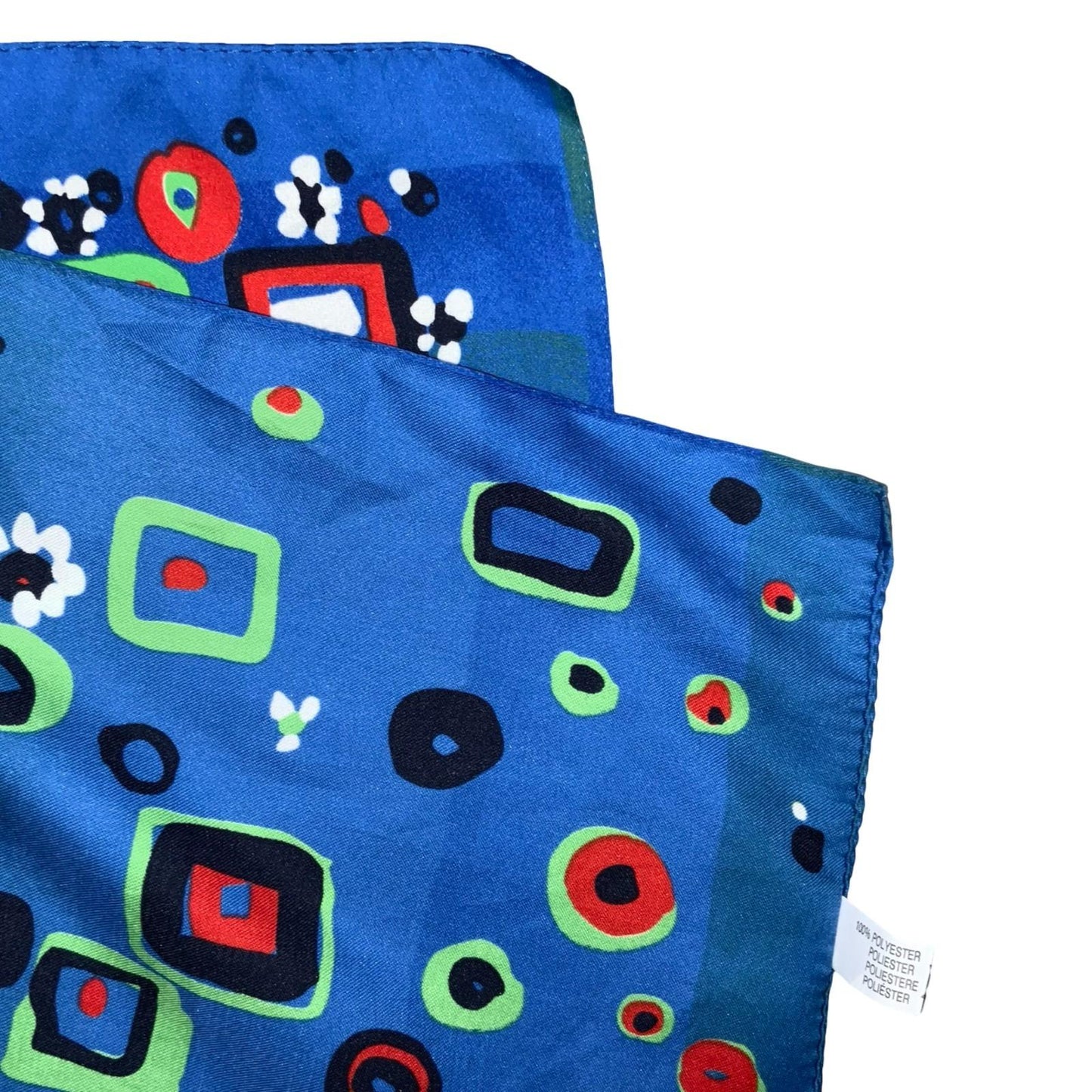 VTG BLUE GREEN RED GEOMETRIC SQUARE FLORAL ABSTRACT VIBRANT ITALIAN SQUARE SCARF