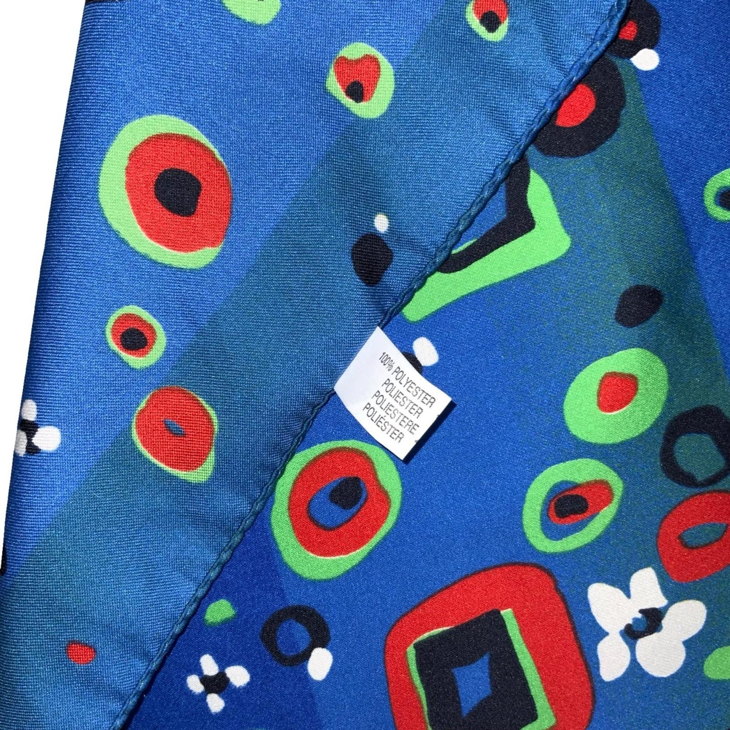 VTG BLUE GREEN RED GEOMETRIC SQUARE FLORAL ABSTRACT VIBRANT ITALIAN SQUARE SCARF
