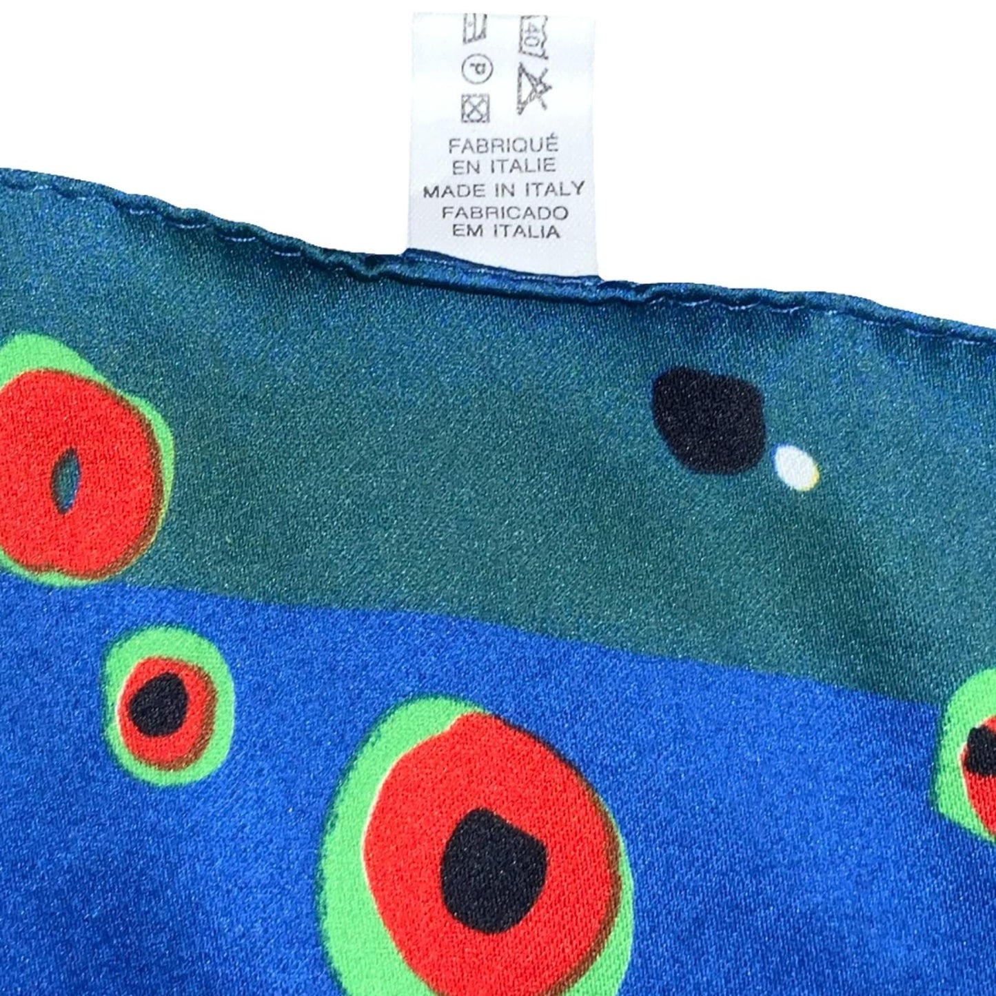 VTG BLUE GREEN RED GEOMETRIC SQUARE FLORAL ABSTRACT VIBRANT ITALIAN SQUARE SCARF