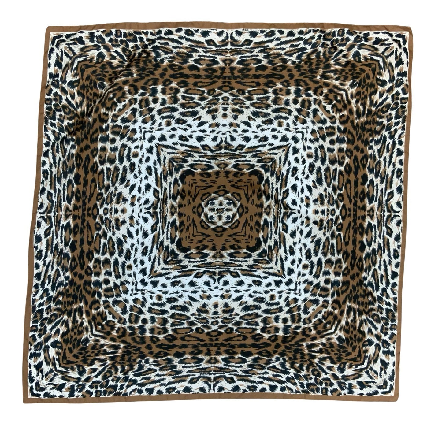 VTG 90s BROWN BEIGE TIGER ANIMAL PRINT NECKERCHIEF BANDANNA SQUARE SCARF