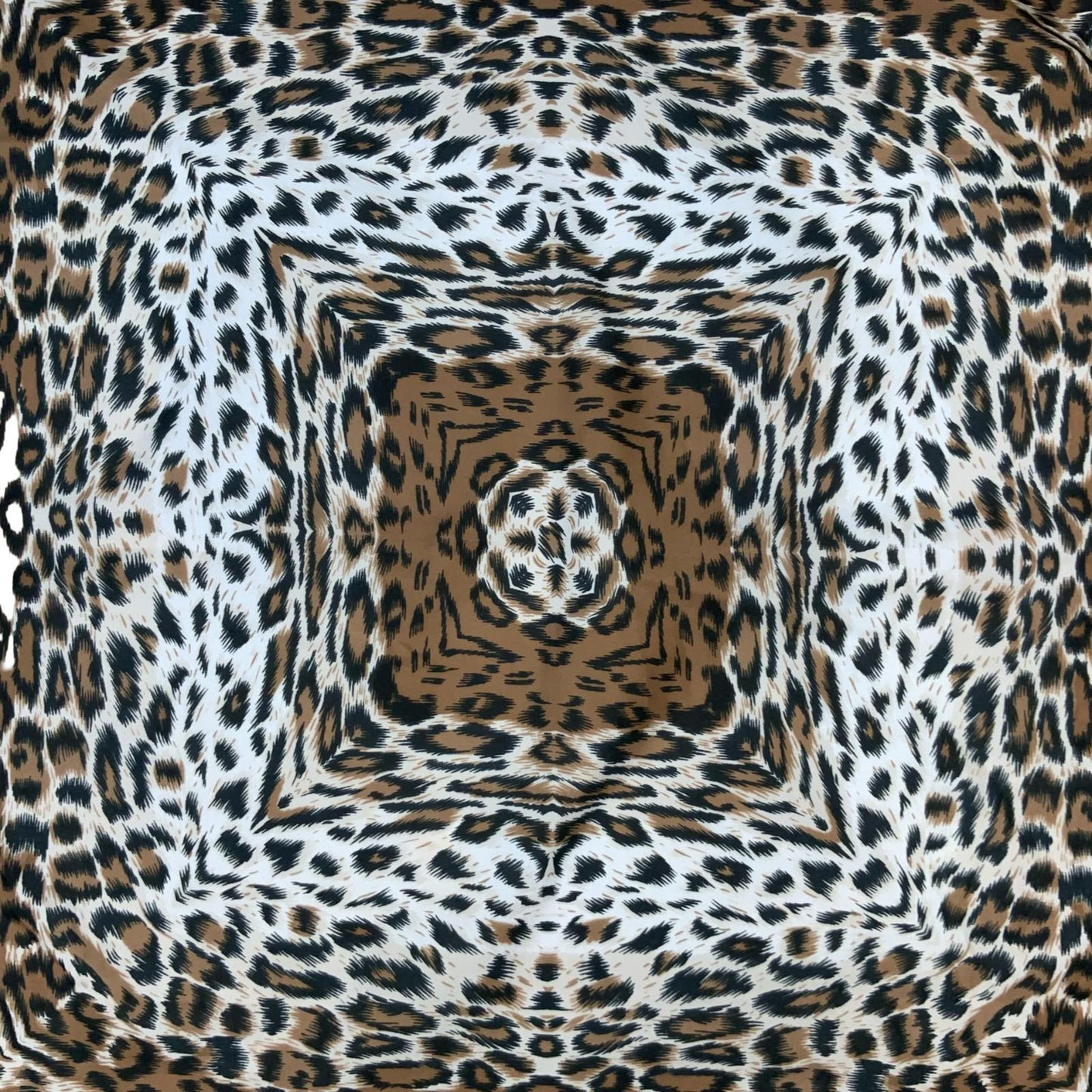 VTG 90s BROWN BEIGE TIGER ANIMAL PRINT NECKERCHIEF BANDANNA SQUARE SCARF