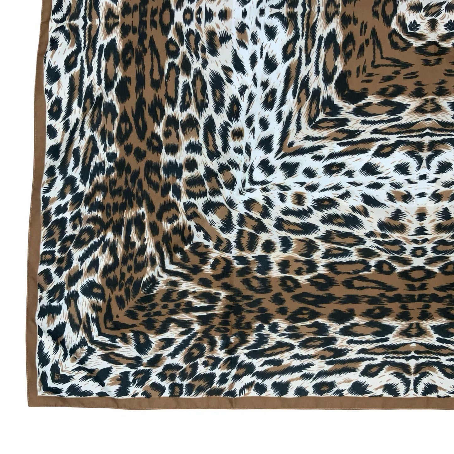 VTG 90s BROWN BEIGE TIGER ANIMAL PRINT NECKERCHIEF BANDANNA SQUARE SCARF