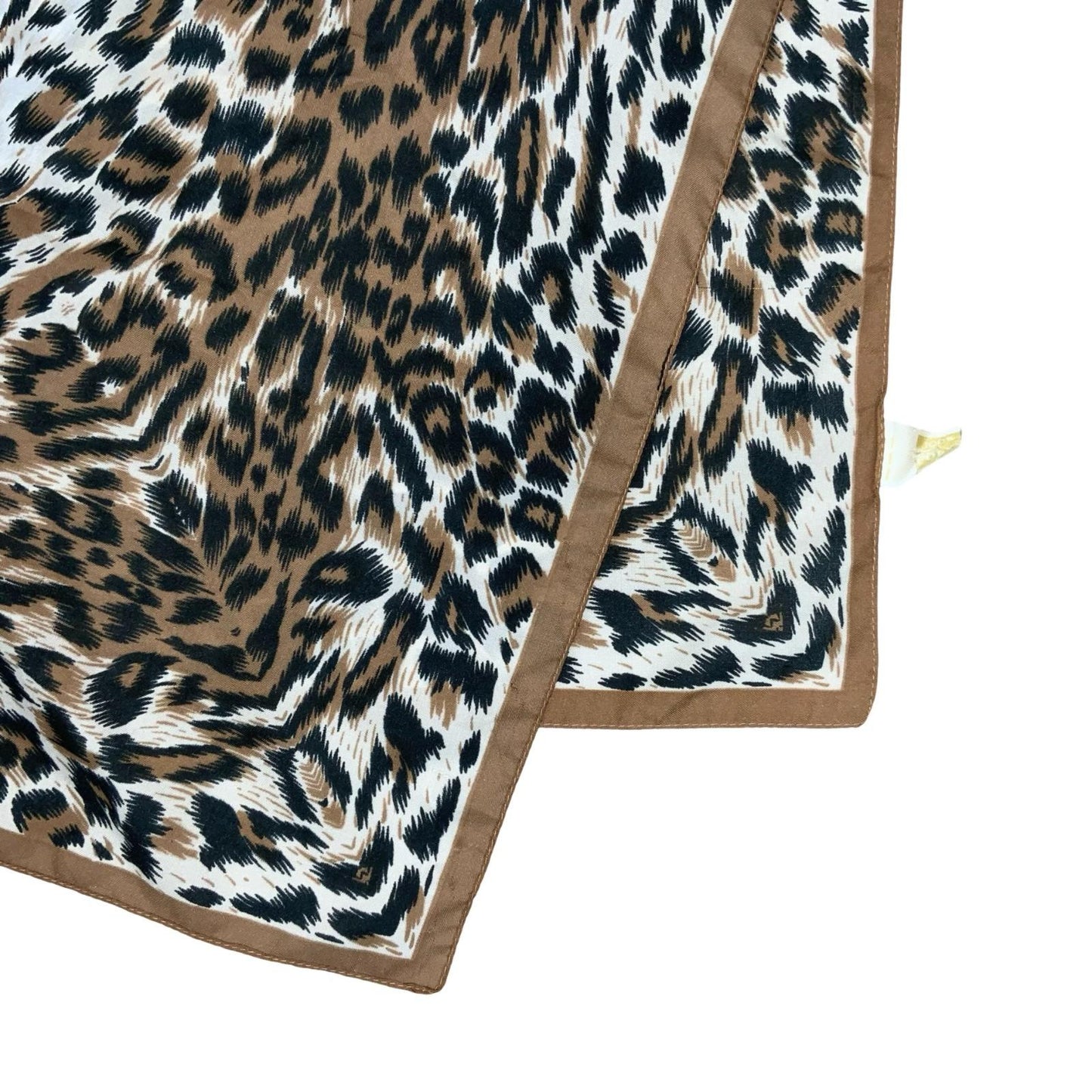 VTG 90s BROWN BEIGE TIGER ANIMAL PRINT NECKERCHIEF BANDANNA SQUARE SCARF