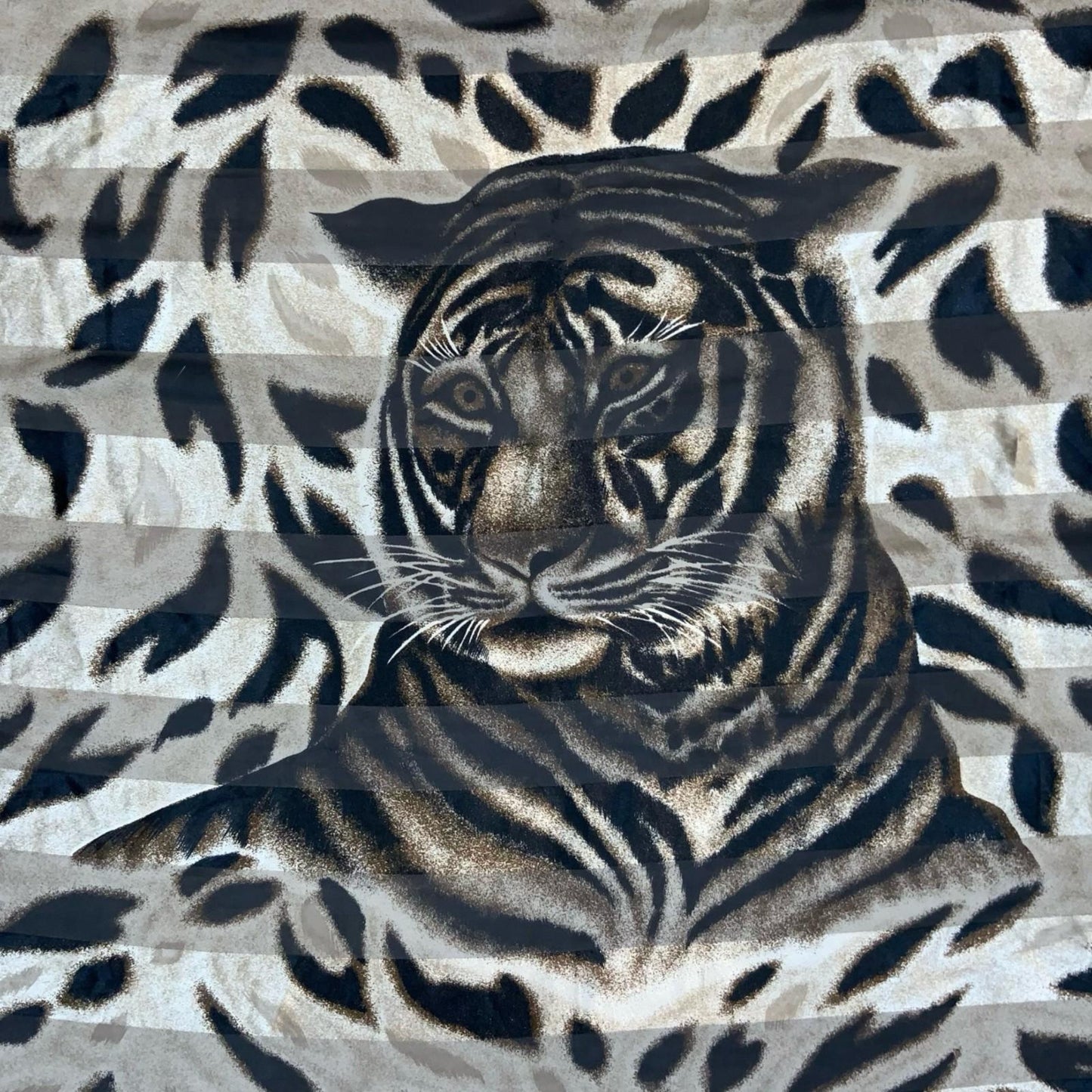 VTG 90s 00s y2k BROWN STRIPED TIGER PRINT ANIMAL SAFARI SQUARE SCARF