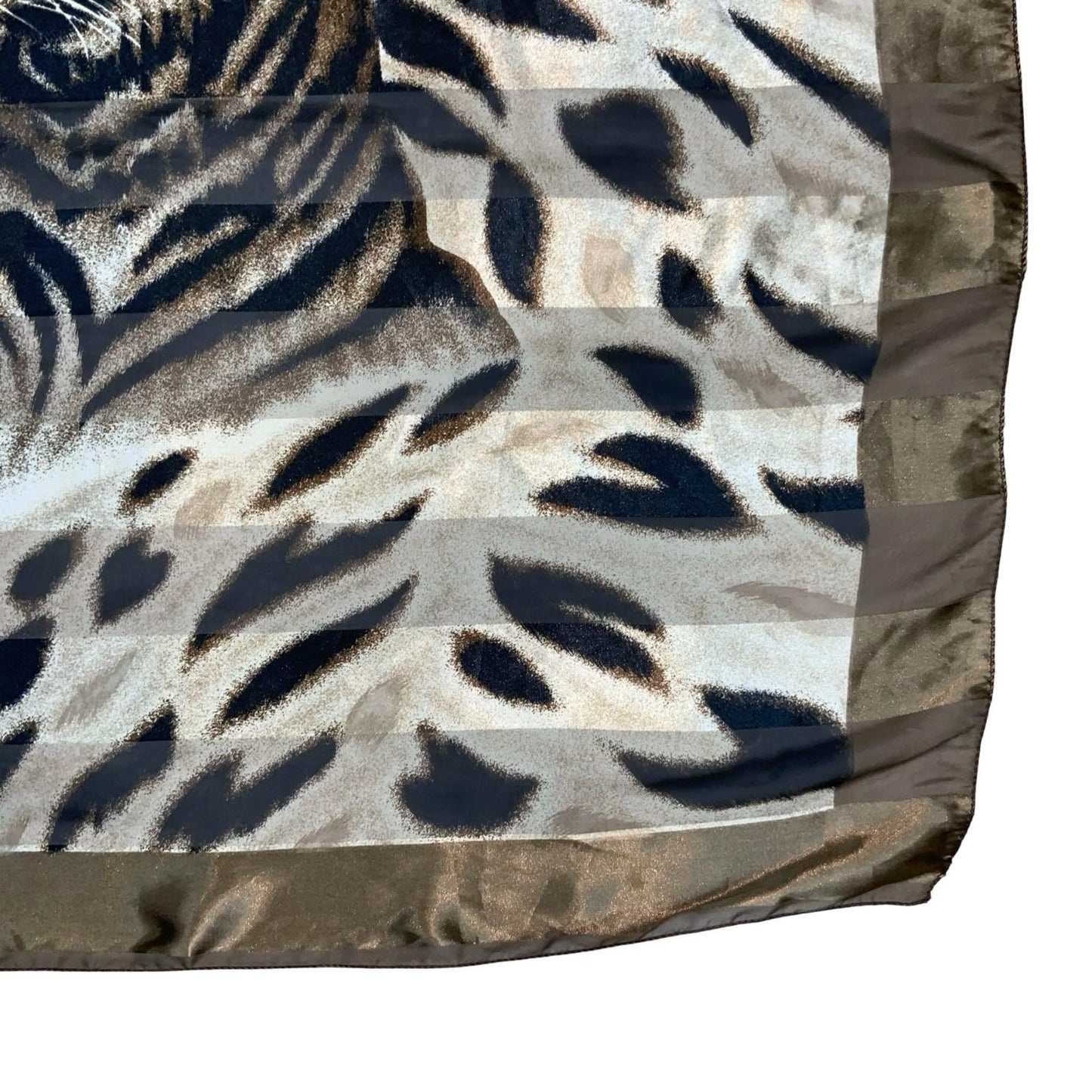 VTG 90s 00s y2k BROWN STRIPED TIGER PRINT ANIMAL SAFARI SQUARE SCARF