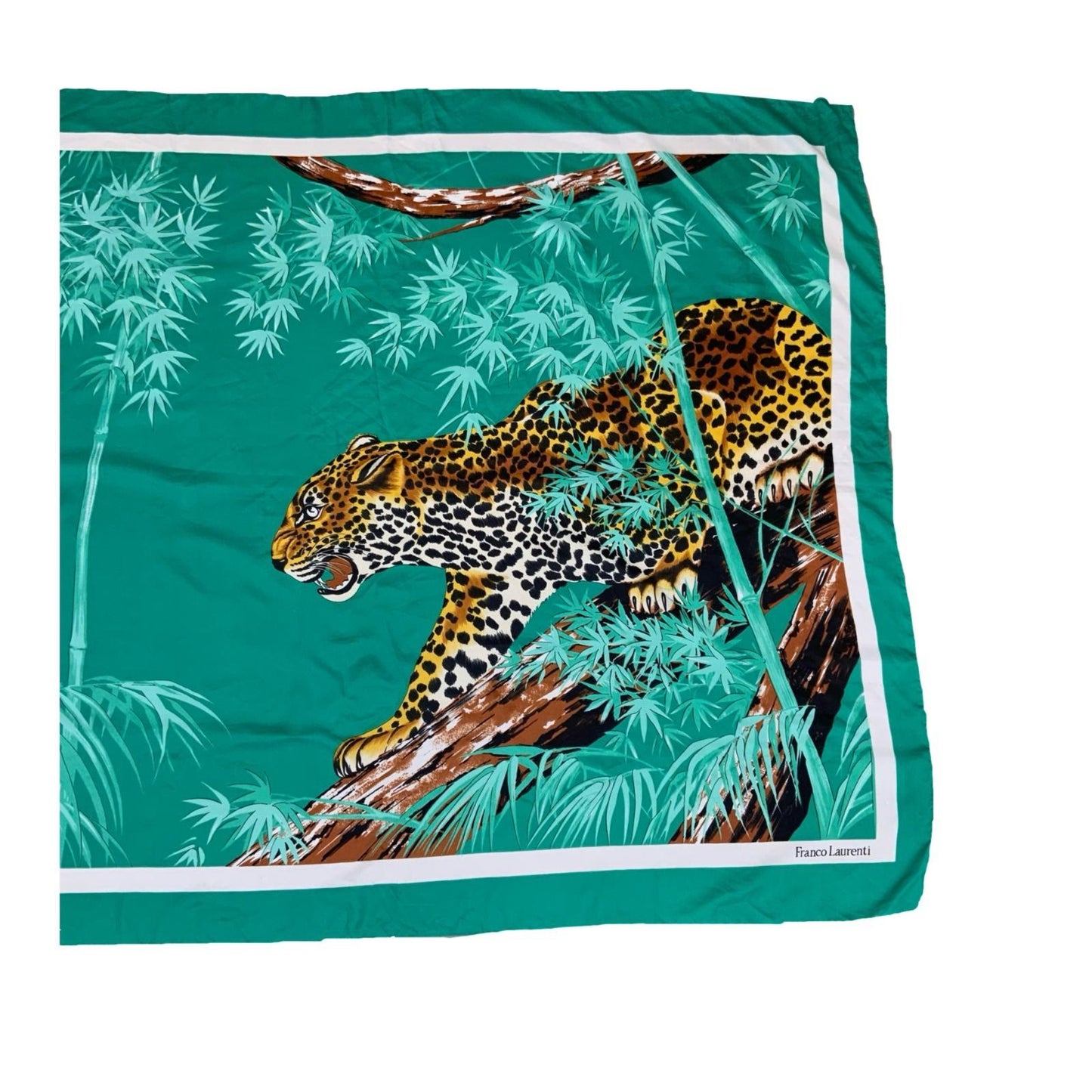 VTG 'FRANCO LAURENTI' LARGE LEOPARD GRAPHIC BAMBOO BEACH COVER-UP SHAWL THROW