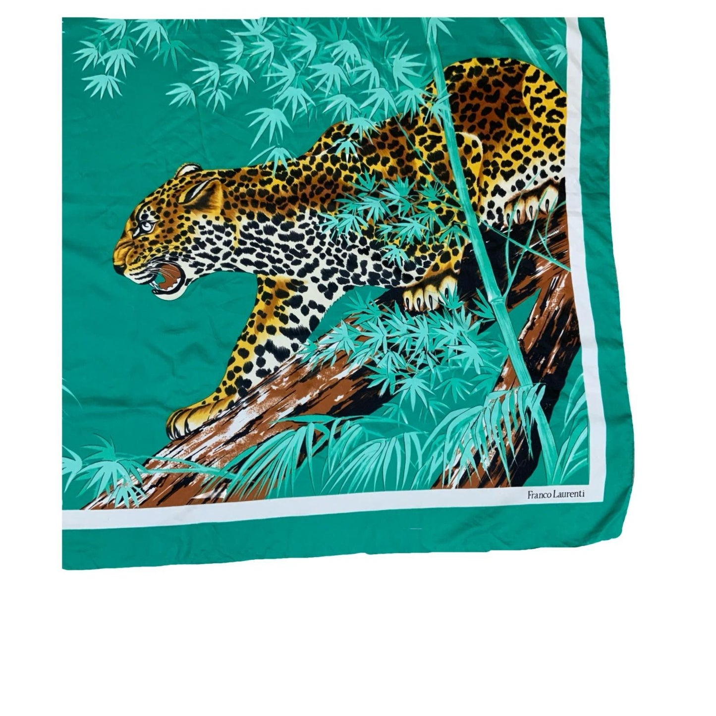 VTG 'FRANCO LAURENTI' LARGE LEOPARD GRAPHIC BAMBOO BEACH COVER-UP SHAWL THROW