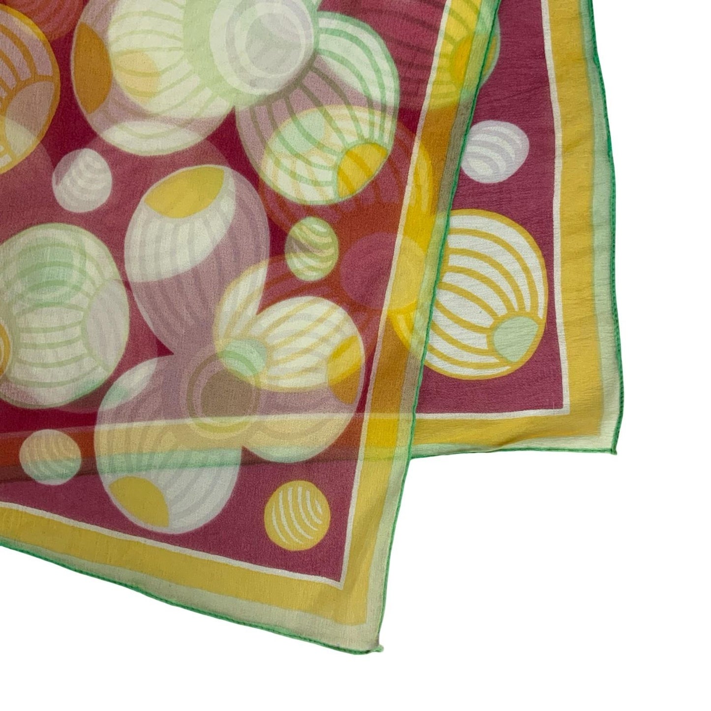 VTG 70s 80s ORANGE RED GREEN GRAPHIC PRINT GEOMETRIC DESIGN SQUARE SCARF