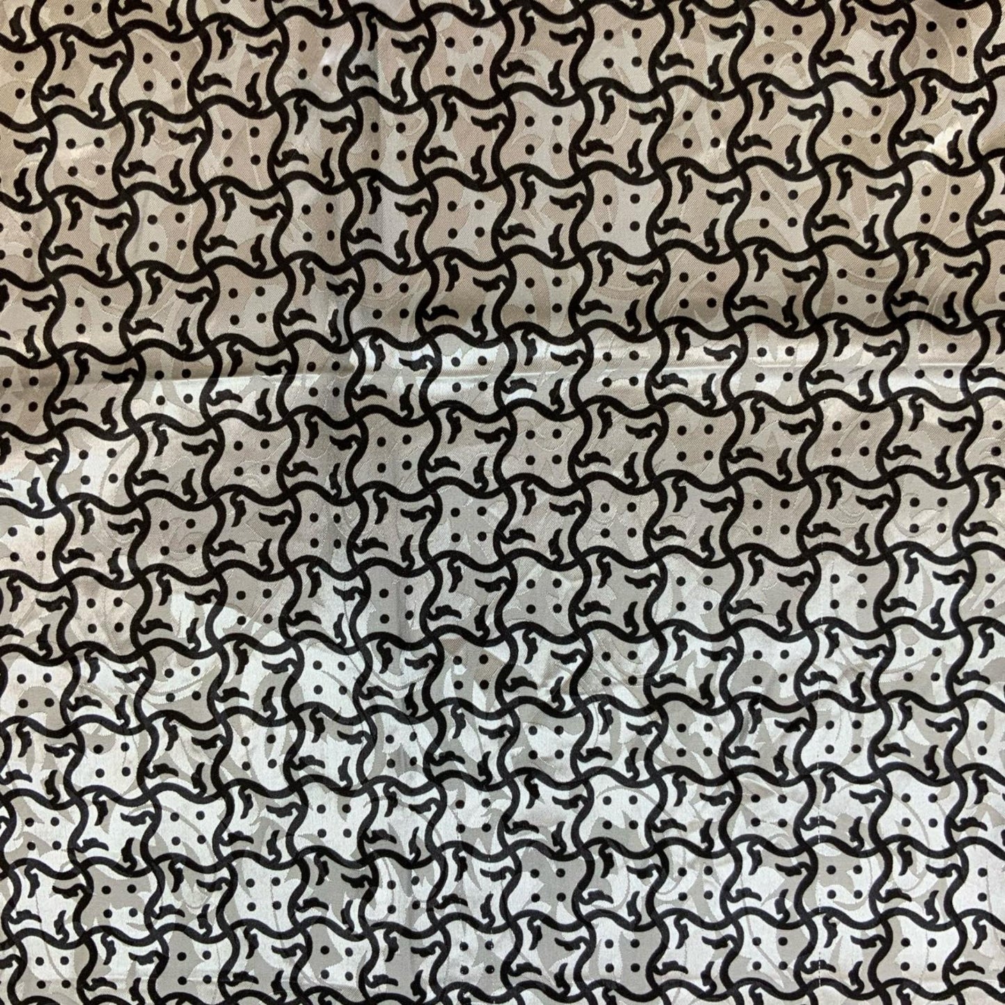 VTG 90s Y2K 'BELLASIMA' GREY SILVER BLACK HOUNDSTOOTH PATTERN SQUARE SCARF