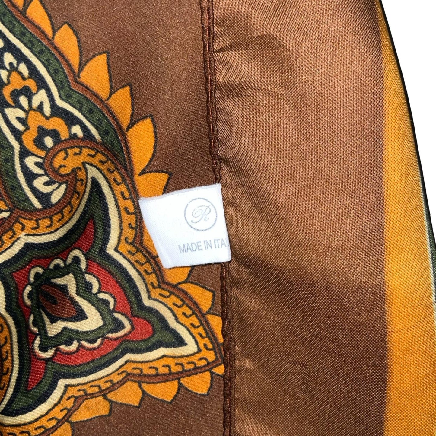 VTG 80s BROWN YELLOW RED GREEN FLORAL PAISLEY AUTUMNAL PATTERN SQUARE SCARF
