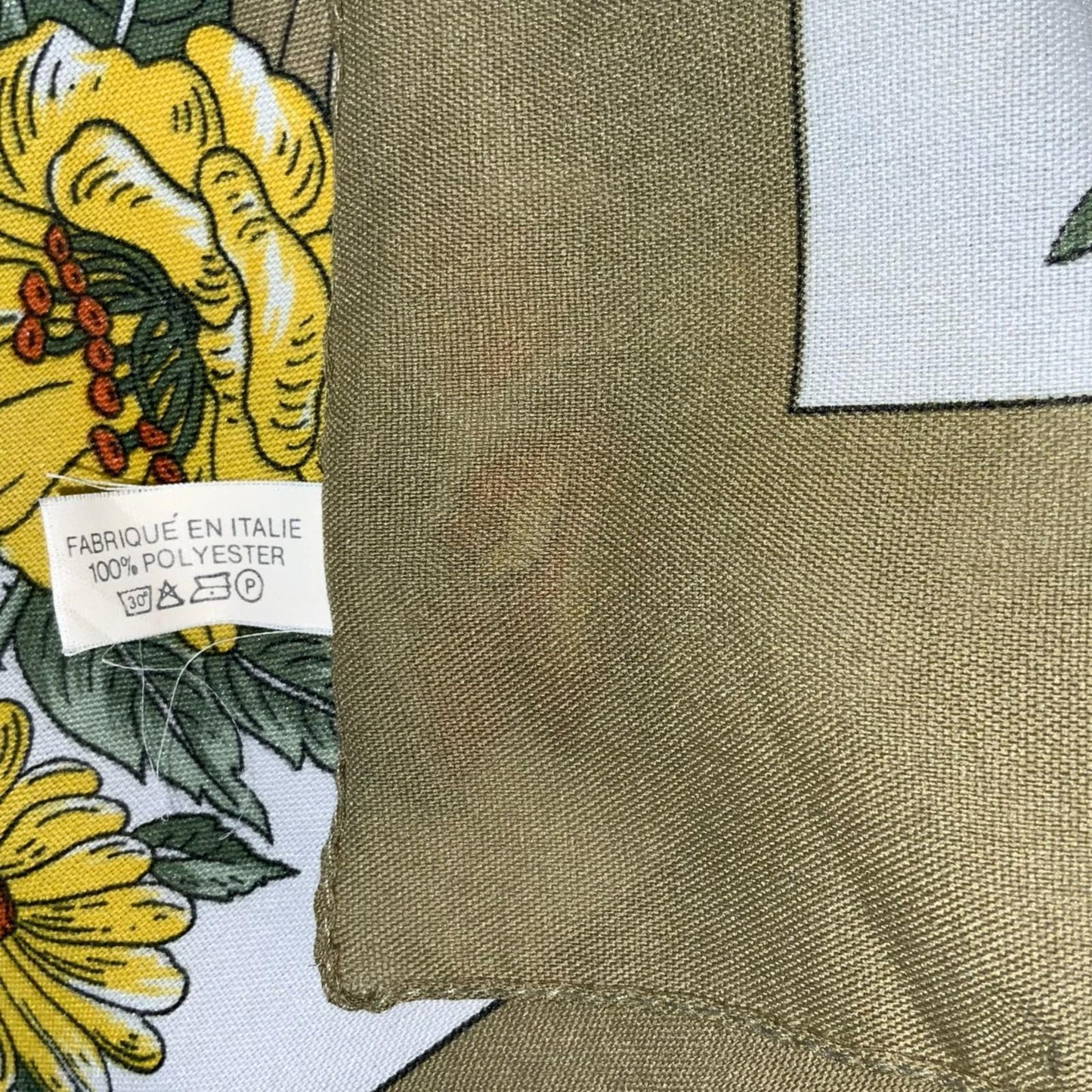 VTG 'MICHEL DELABY' BROWN YELLOW ORANGE BOTANICAL FLORAL SQUARE SCARF