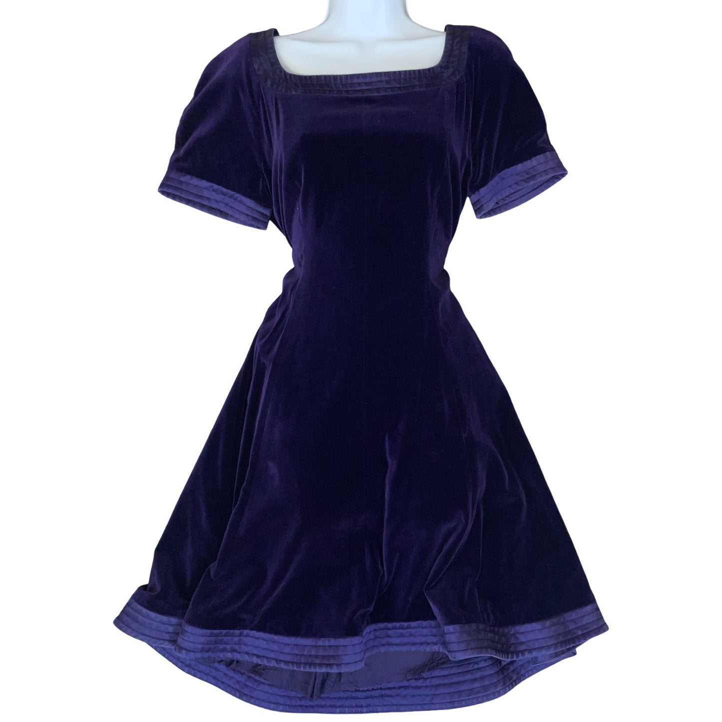 VTG 80s 90s 'ESCADA' MARGARETHA LEY COUTURE PURPLE VELVET COCKTAIL MINI DRESS S