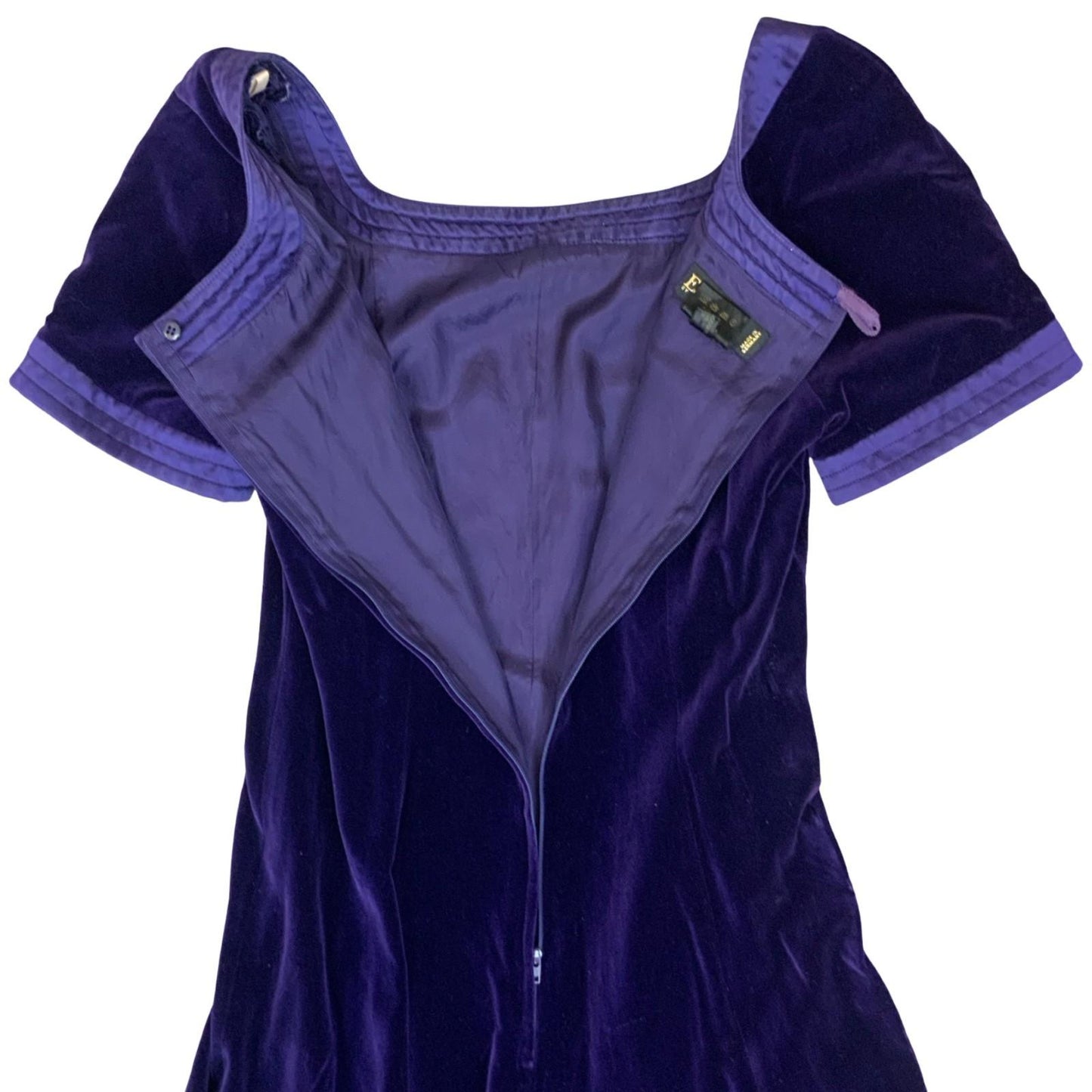 VTG 80s 90s 'ESCADA' MARGARETHA LEY COUTURE PURPLE VELVET COCKTAIL MINI DRESS S