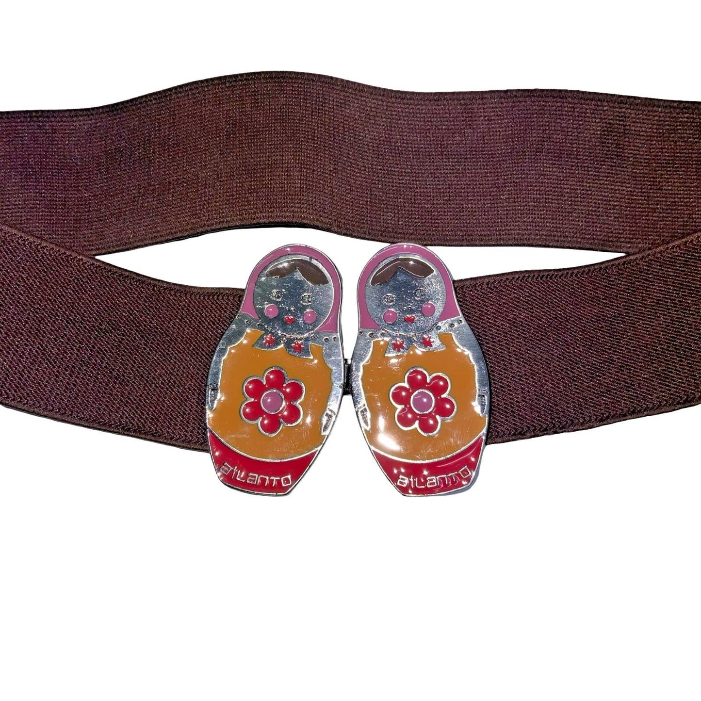 VTG BROWN AILANTO MATRYOSHKA NESTING DOLL ELASTIC BELT UK 10/12
