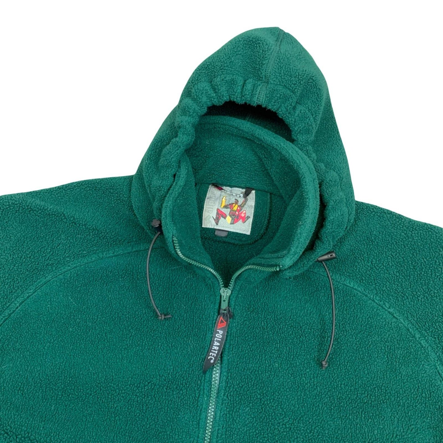 Vintage Alpinus Polartec Green Sherpa Fleece Hooded Zip-Up Jacket Extra Large XL