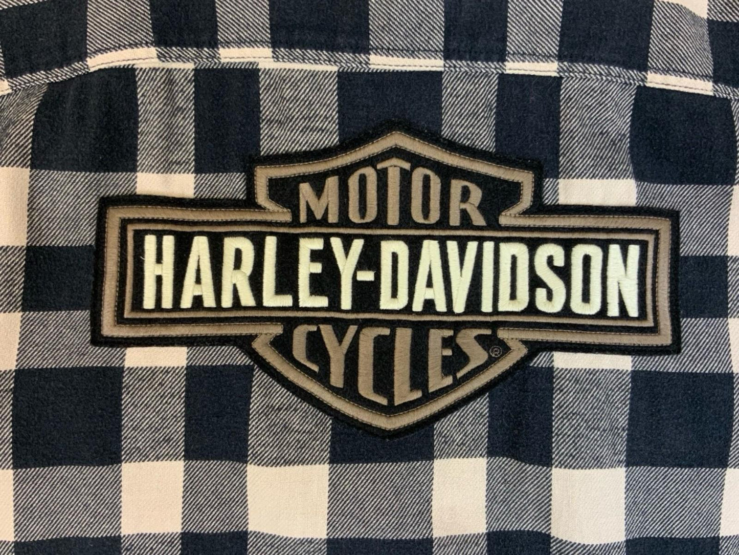 Genuine Harley Davidson Heavy Flannel Over Shirt Black White Buffalo Plaid XL