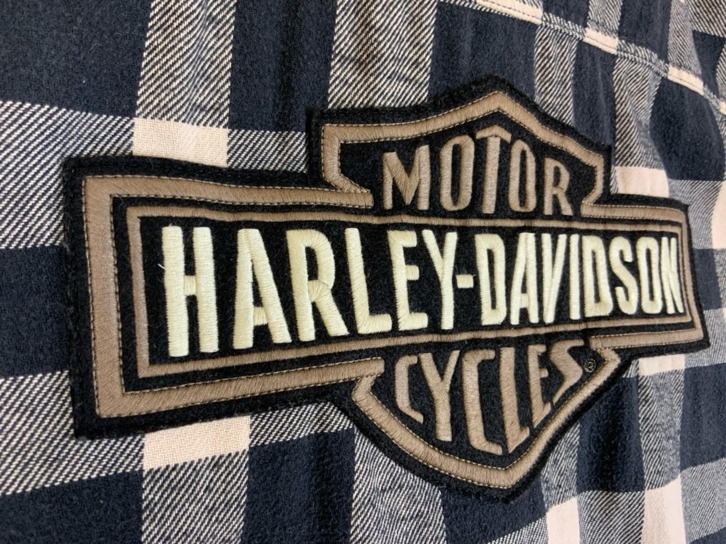 Genuine Harley Davidson Heavy Flannel Over Shirt Black White Buffalo Plaid XL